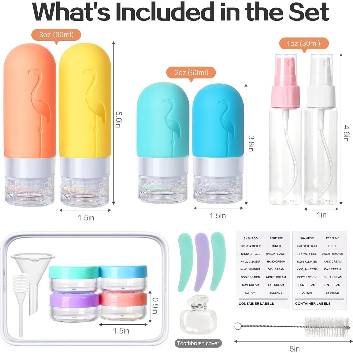 Set de 20 Botellas de Viaje Vipop Silicona A prueba de Fugas