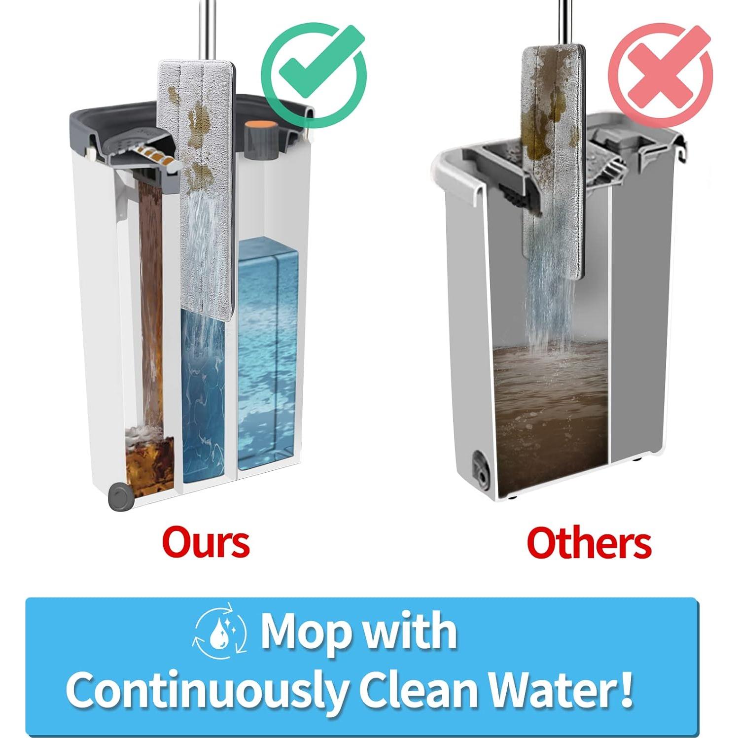 Juego de trapeador plano Lascpt con cubo y 4 almohadillas