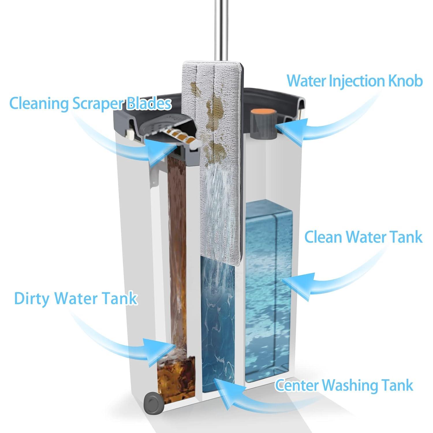 Juego de trapeador plano Lascpt con cubo y 4 almohadillas