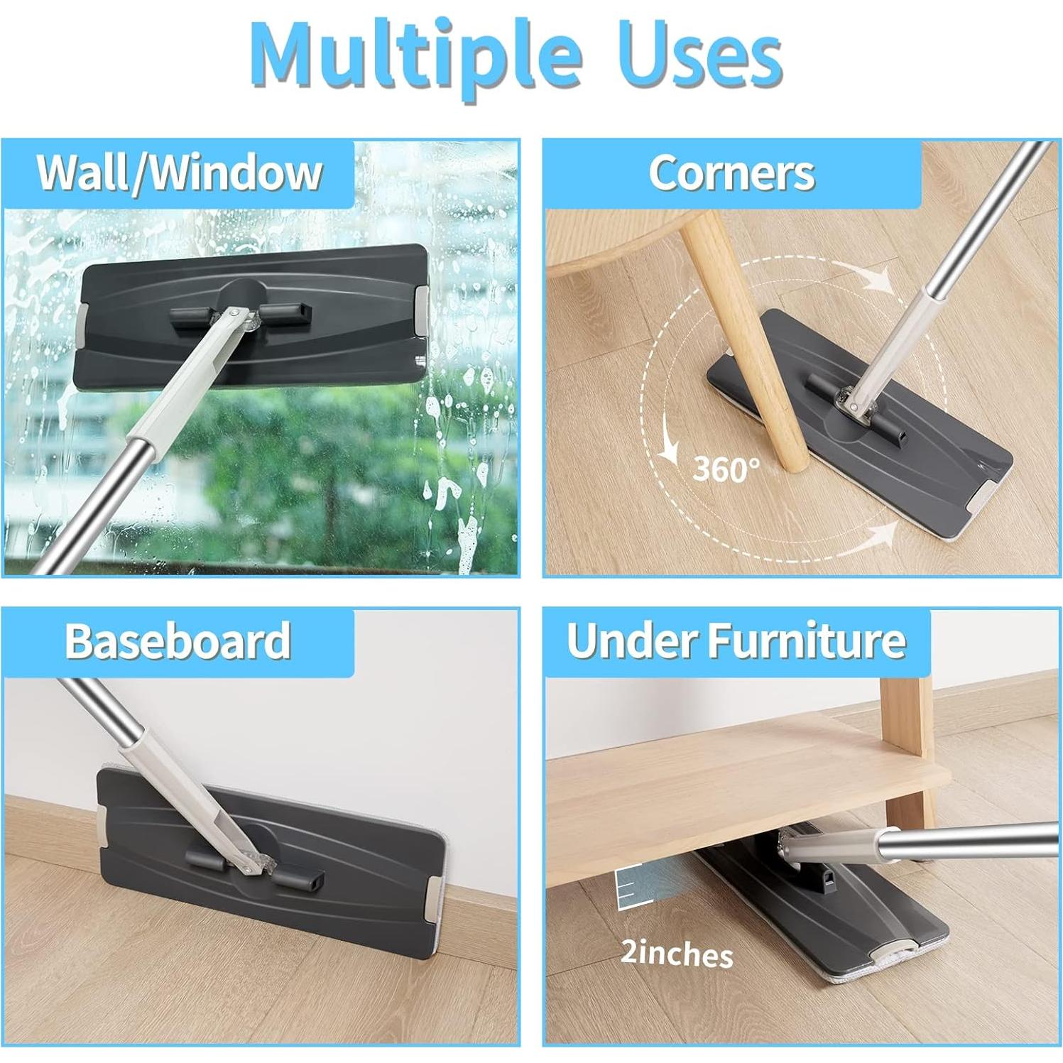 Juego de trapeador plano Lascpt con cubo y 4 almohadillas