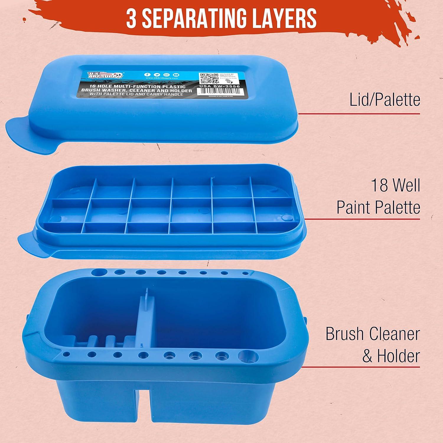 Limpiador de Pinceles U.S. Art Supply 16 Agujeros y 3 Cuencos