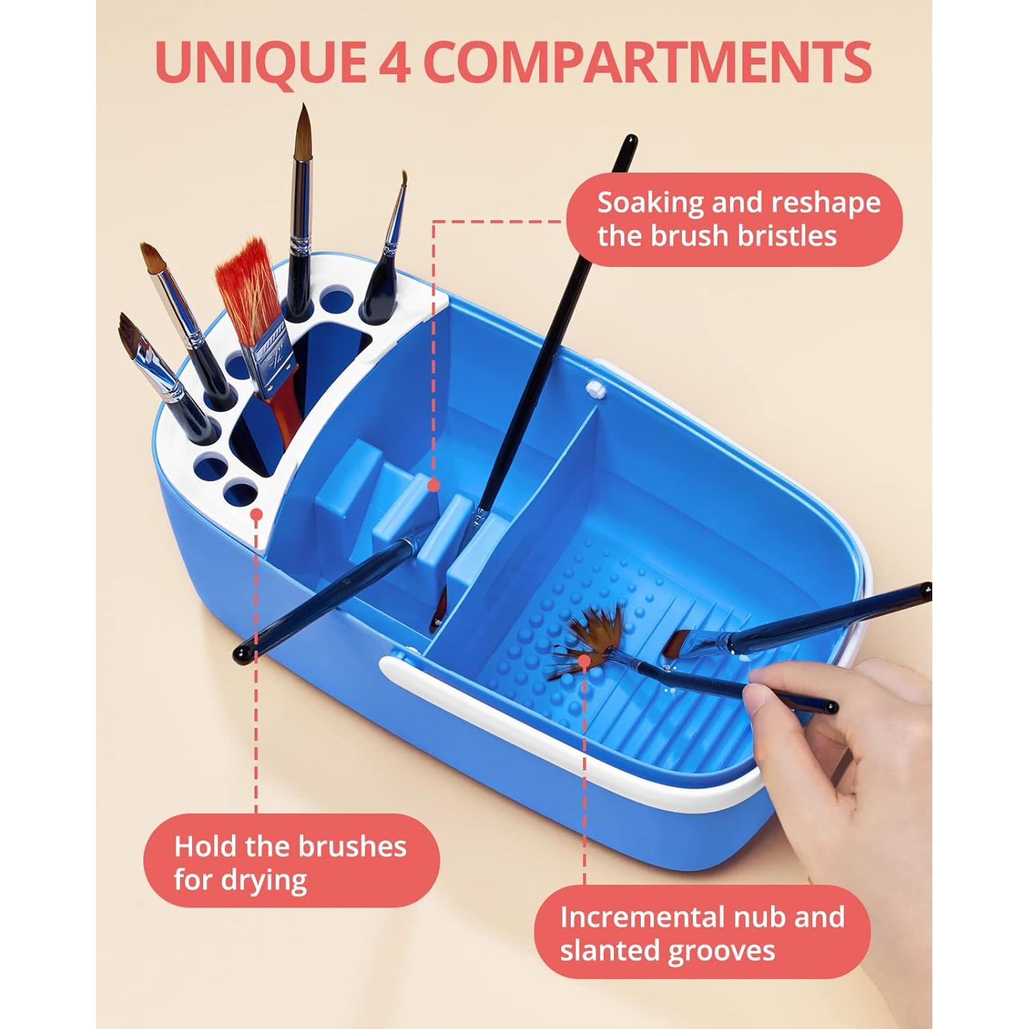 GAMENOTE Limpiador de Pinceles Azul con Paleta y Soporte