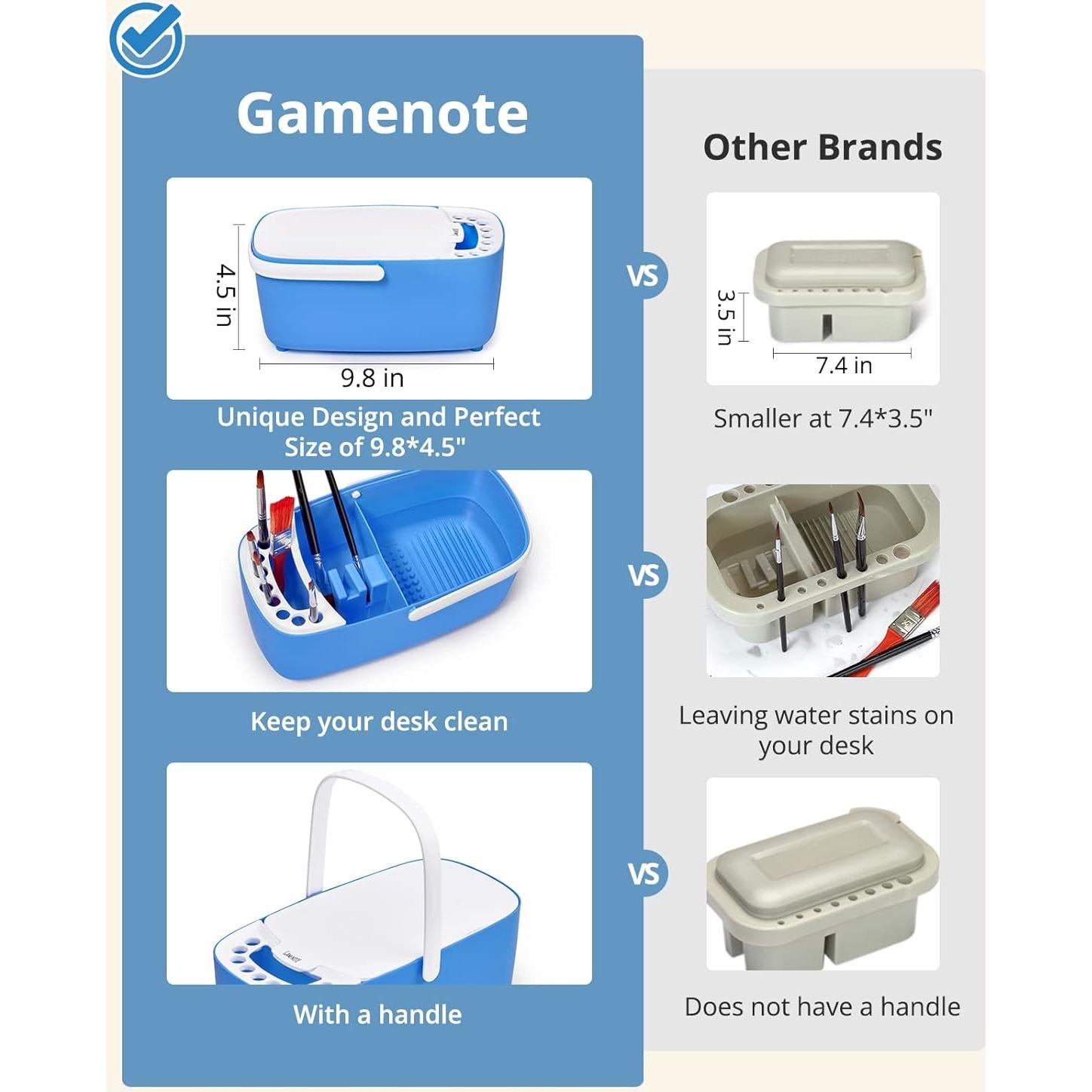 GAMENOTE Limpiador de Pinceles Azul con Paleta y Soporte