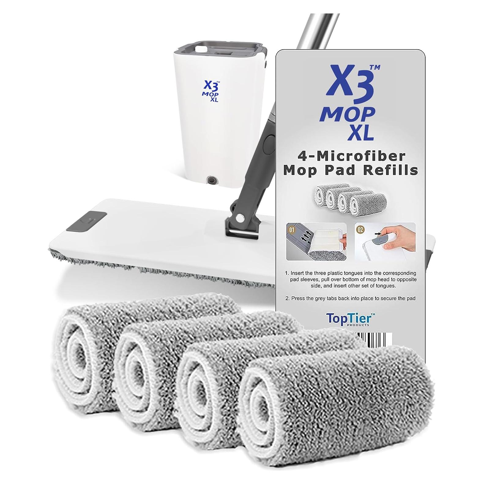 Cabezas de Mopa Reemplazo Microfibra TopTier X3 Mop XL - 4 Pzas