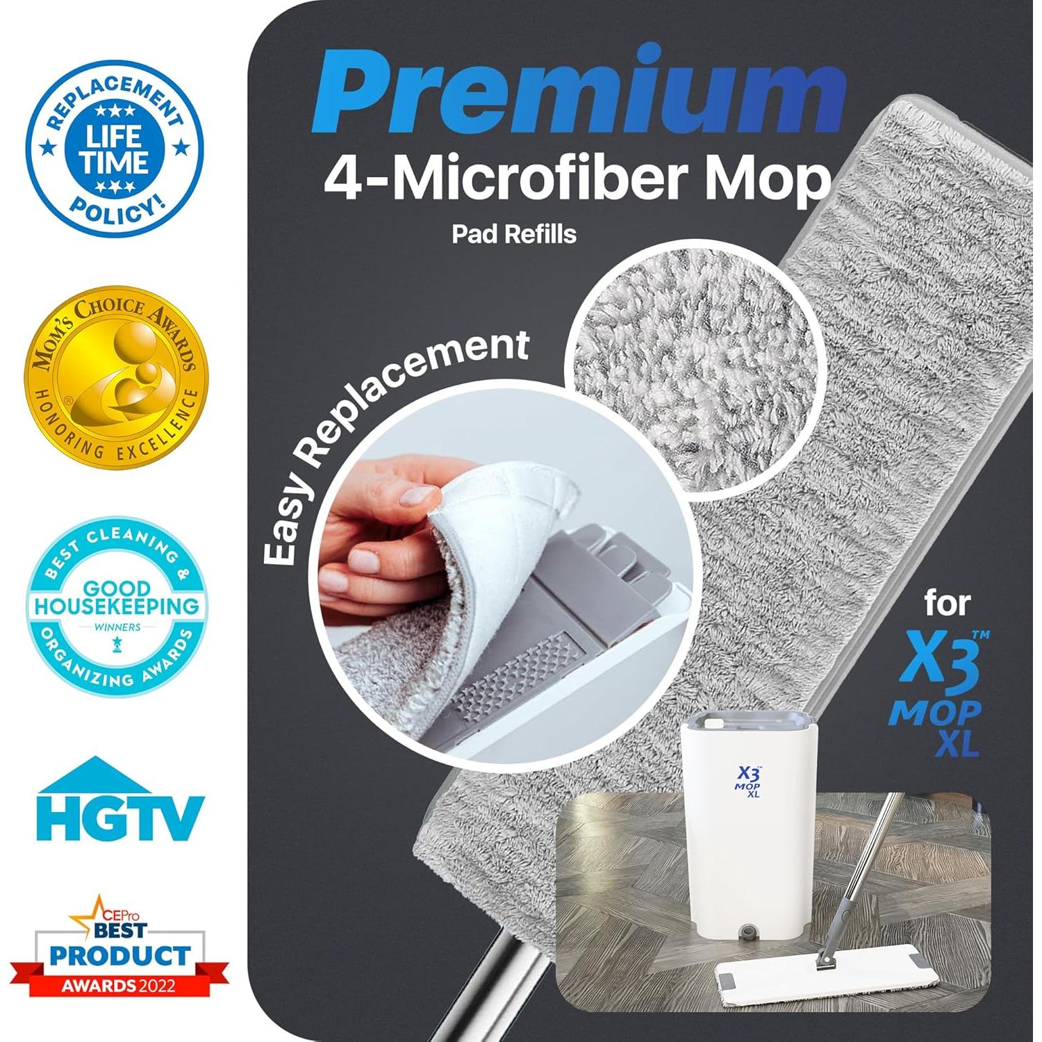 Cabezas de Mopa Reemplazo Microfibra TopTier X3 Mop XL - 4 Pzas