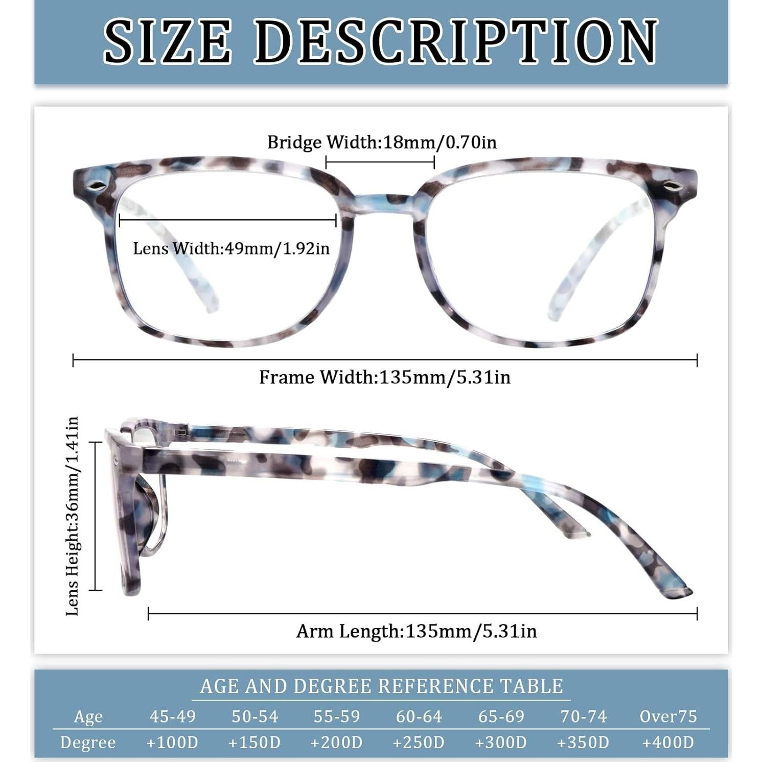 Paquete de 5 Gafas de Lectura Antiluz Azul HN025 Multicolor