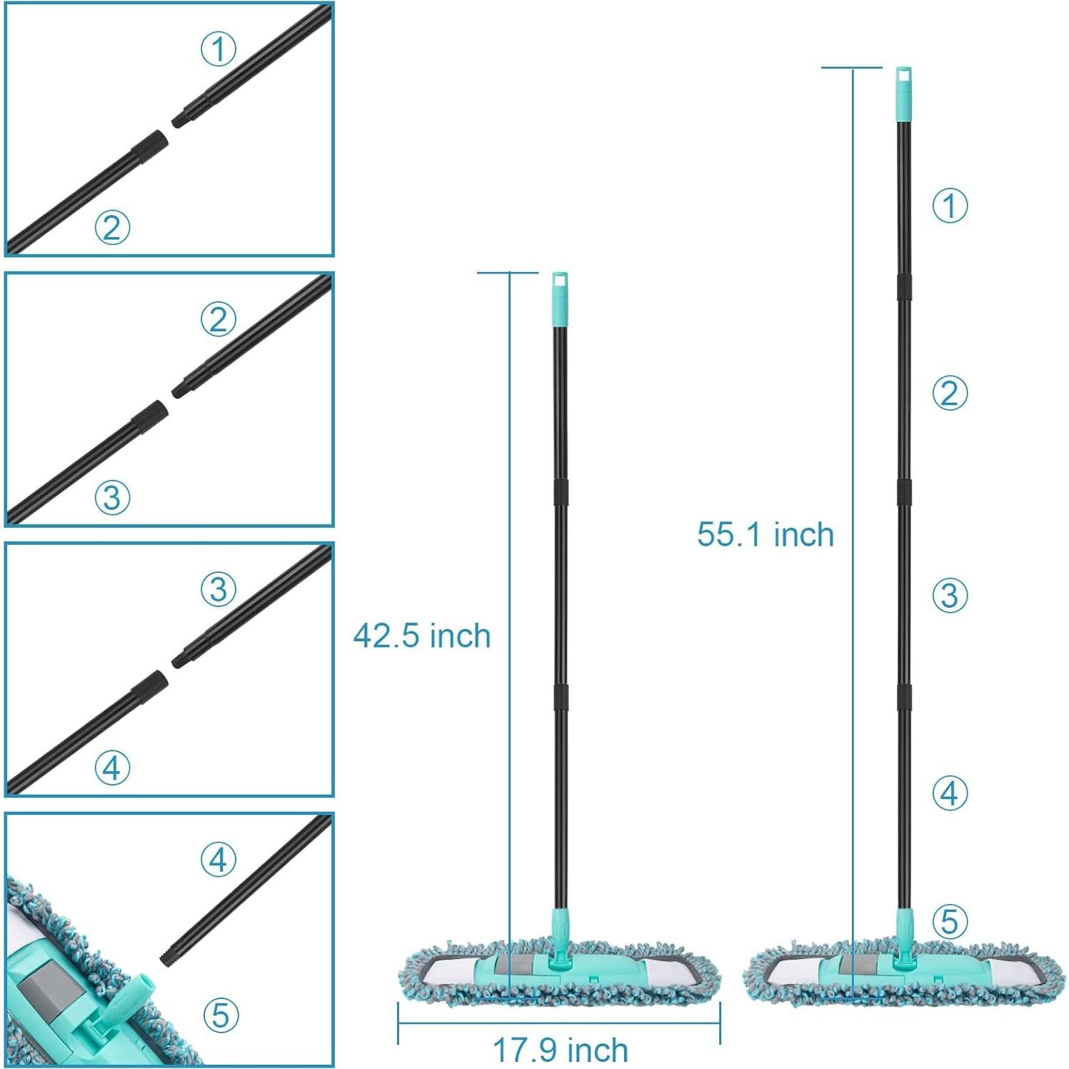 Mop de Microfibra KeFanta con Mango Ajustable 144,78 cm