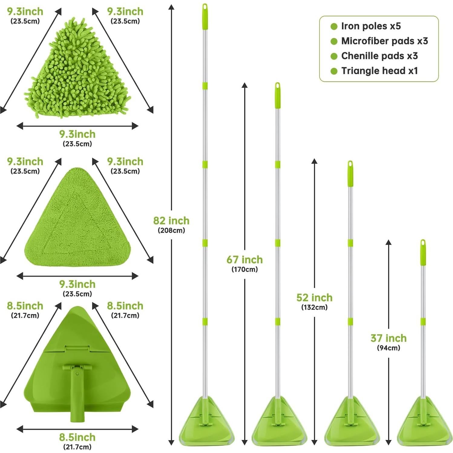 Mopa de limpieza 3 en 1 Bokton con mango ajustable 208 cm