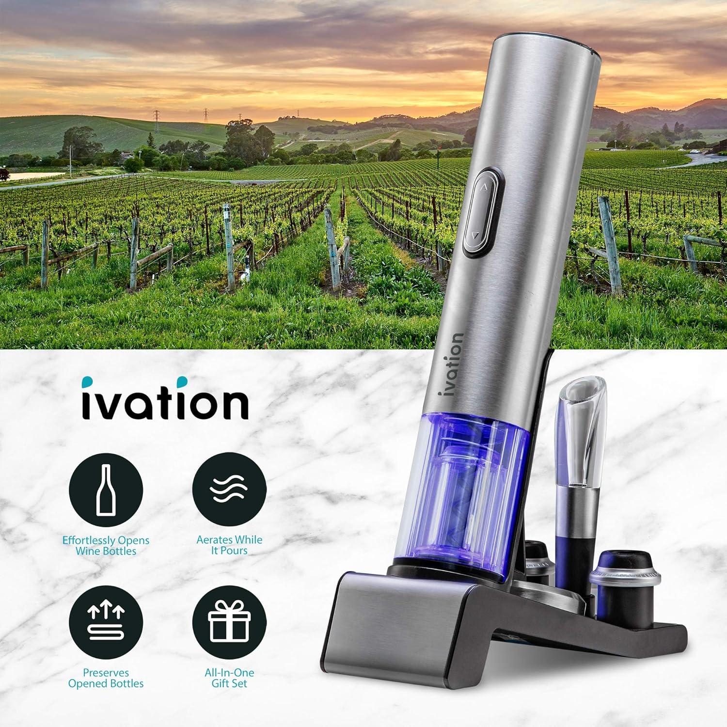 Juego de Vino 6 en 1 Ivation - Abrebotellas Eléctrico y Más