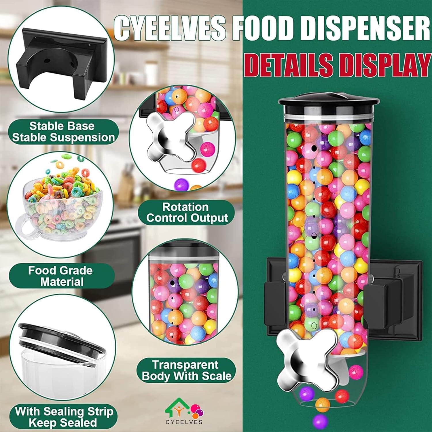 Dispensador de Cereal Cyeelves 1.5L Montado en Pared Negro
