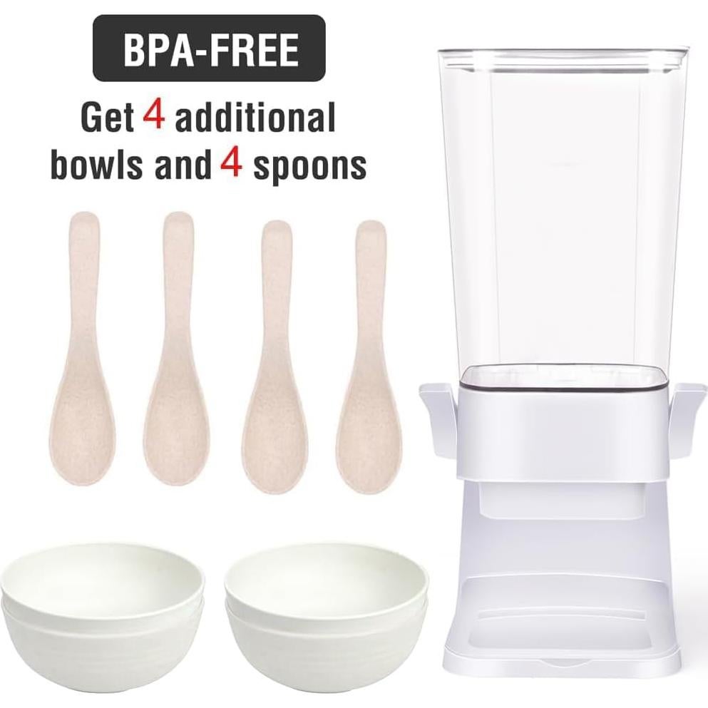 Dispensador de Cereal Mivvosakuki 5.5L con 4 Tazones y Cucharas