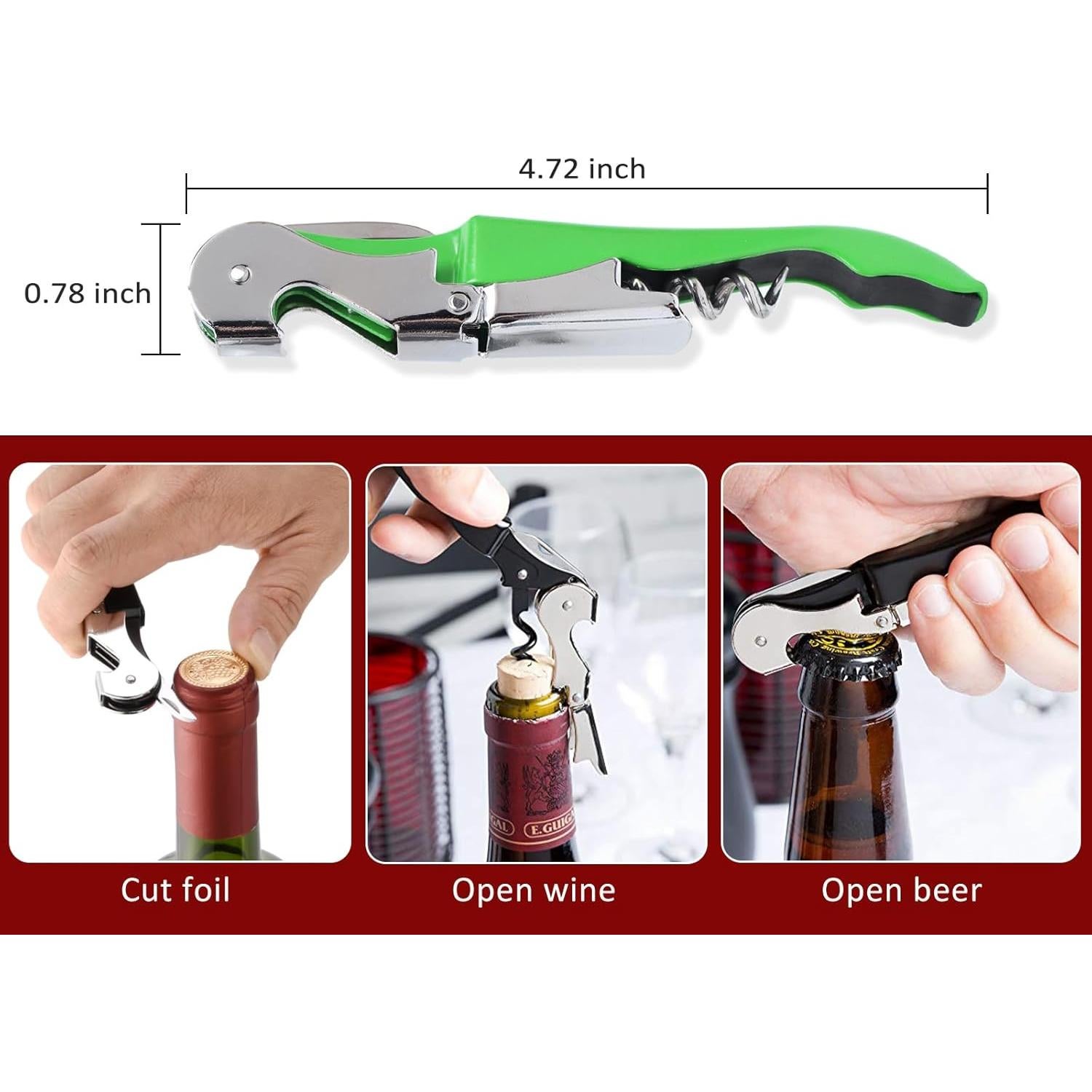 12 Sacacorchos Plegables RECUTMS de Acero Inoxidable