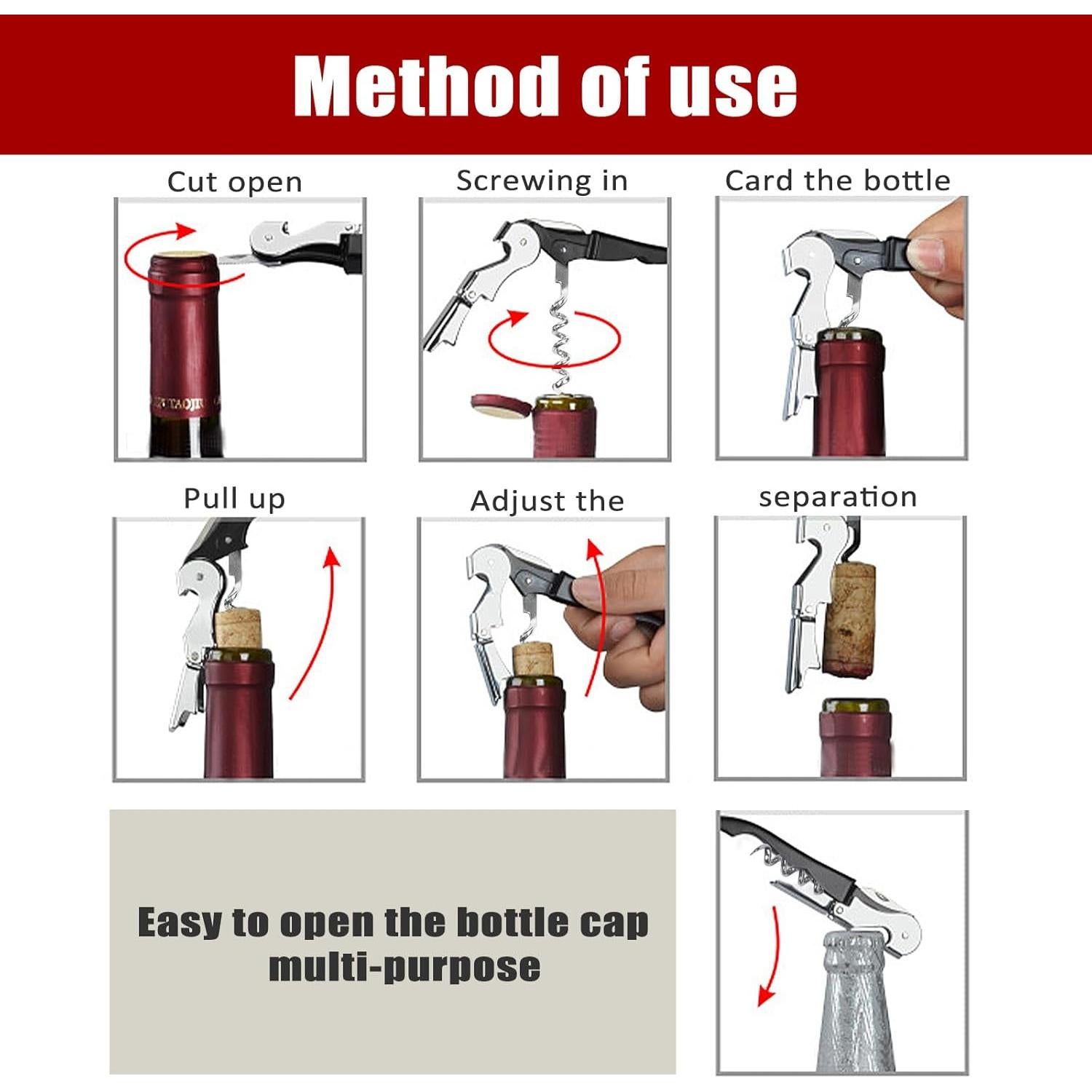 12 Sacacorchos Plegables RECUTMS de Acero Inoxidable