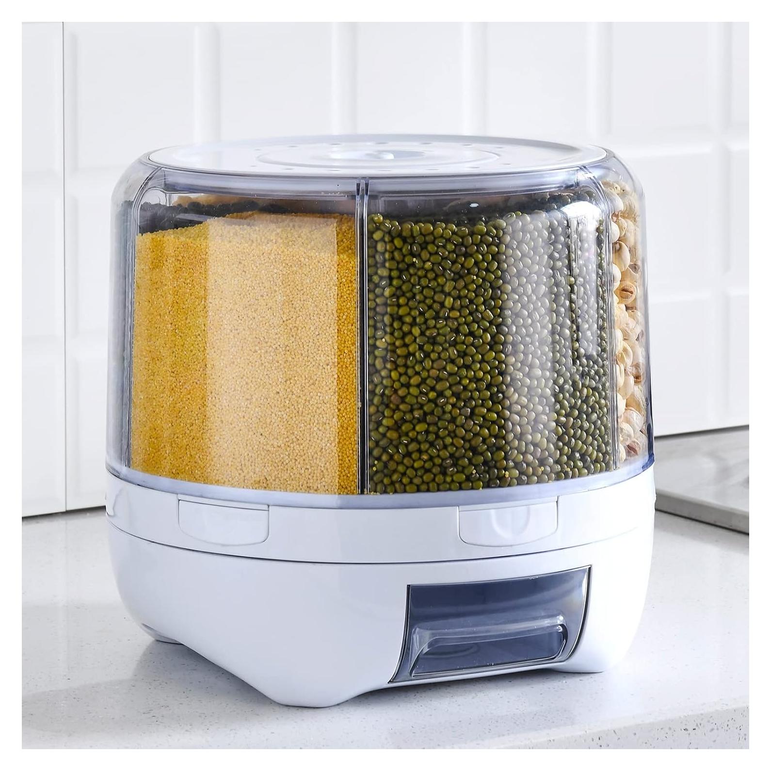 Dispensador de Granos 20L XIYAO 360° Rotativo 6 Compartimentos