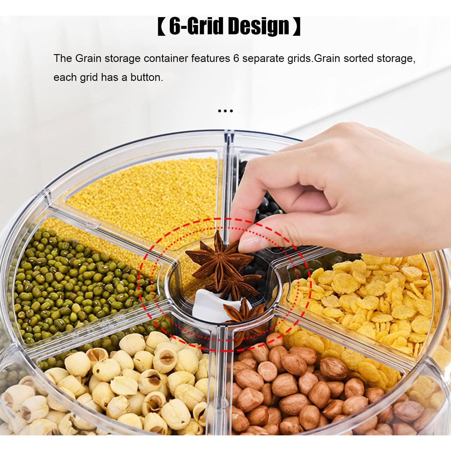 Dispensador de Granos 20L XIYAO 360° Rotativo 6 Compartimentos