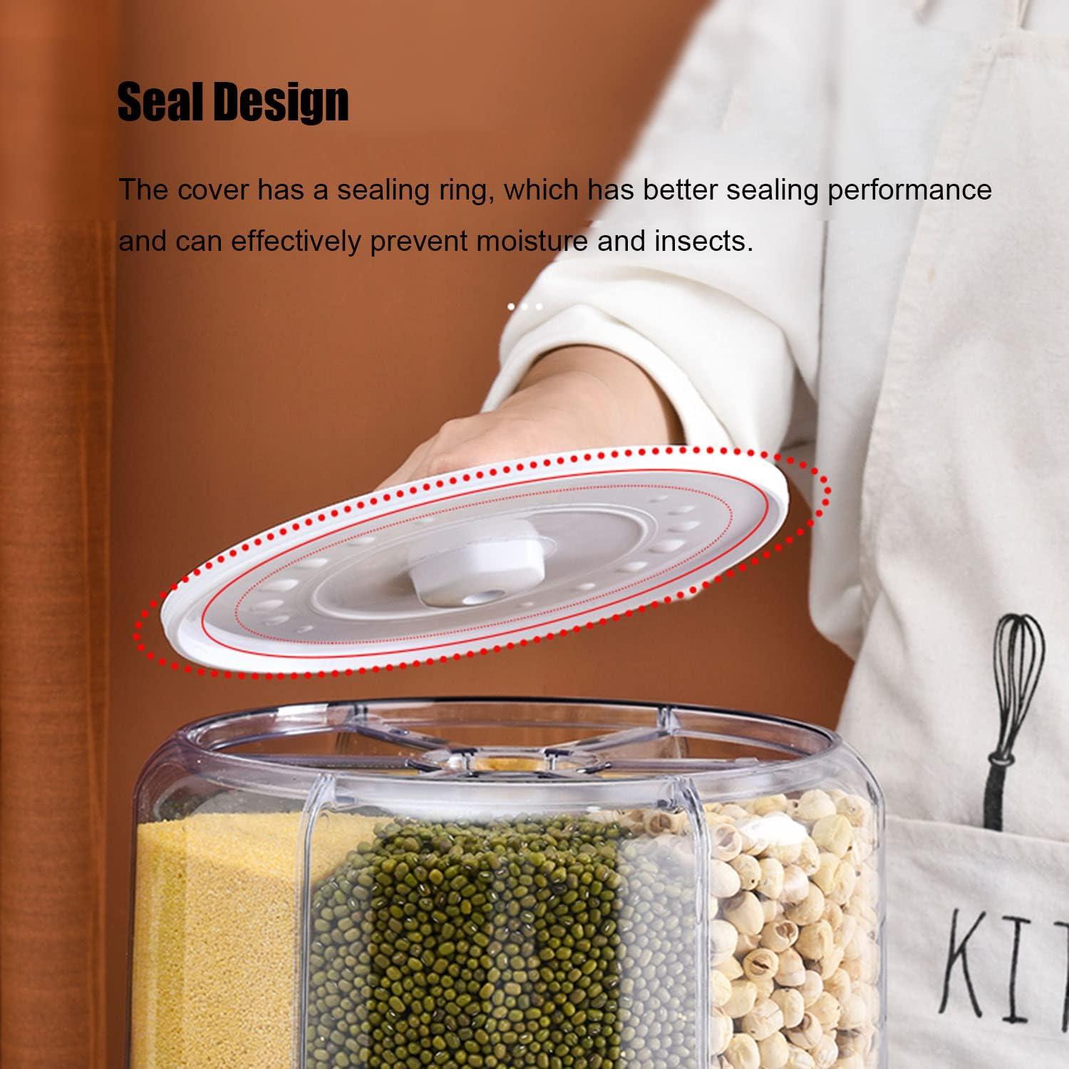 Dispensador de Granos 20L XIYAO 360° Rotativo 6 Compartimentos