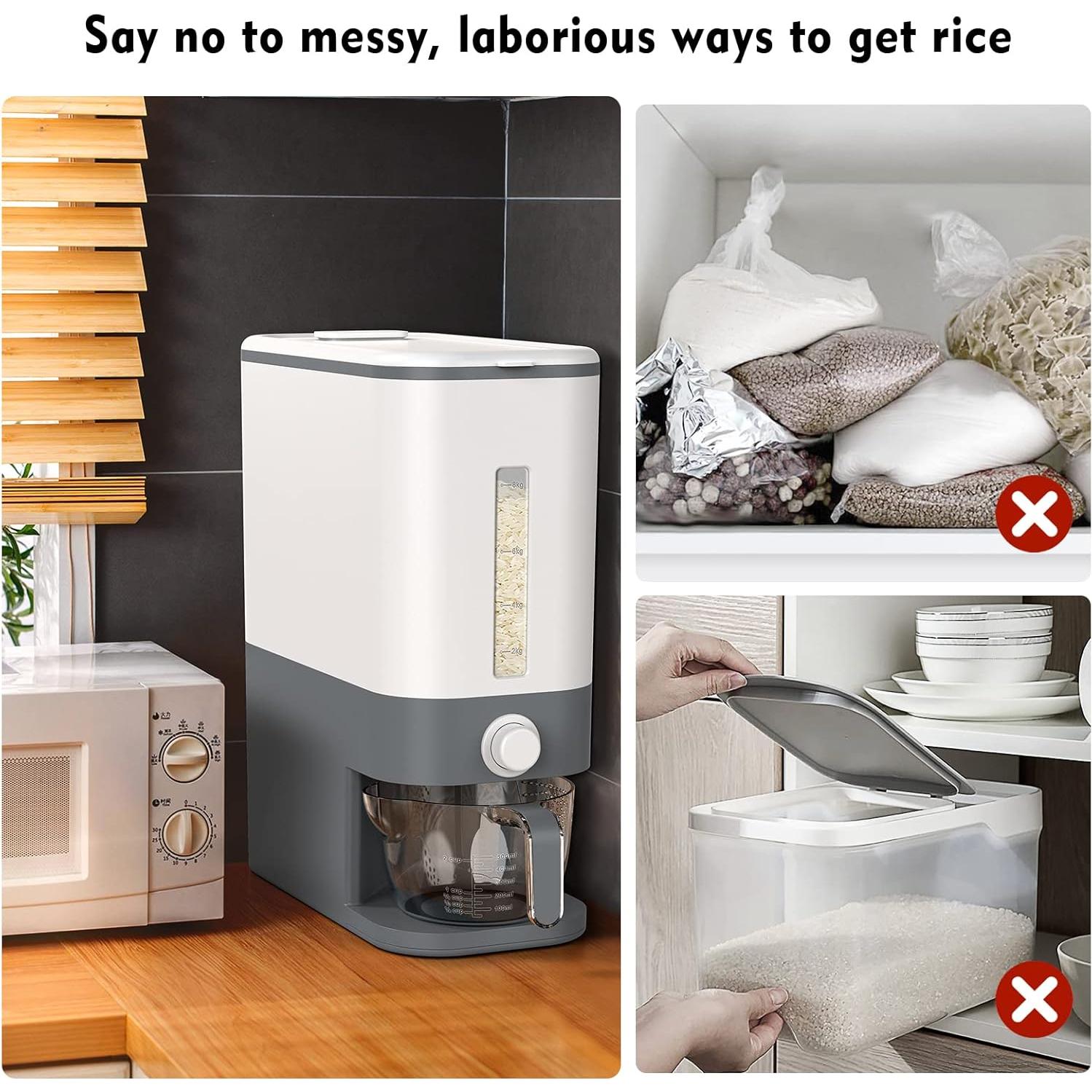 Dispensador de Arroz VenDotbi 25L con Taza Medidora y Caja Fresca