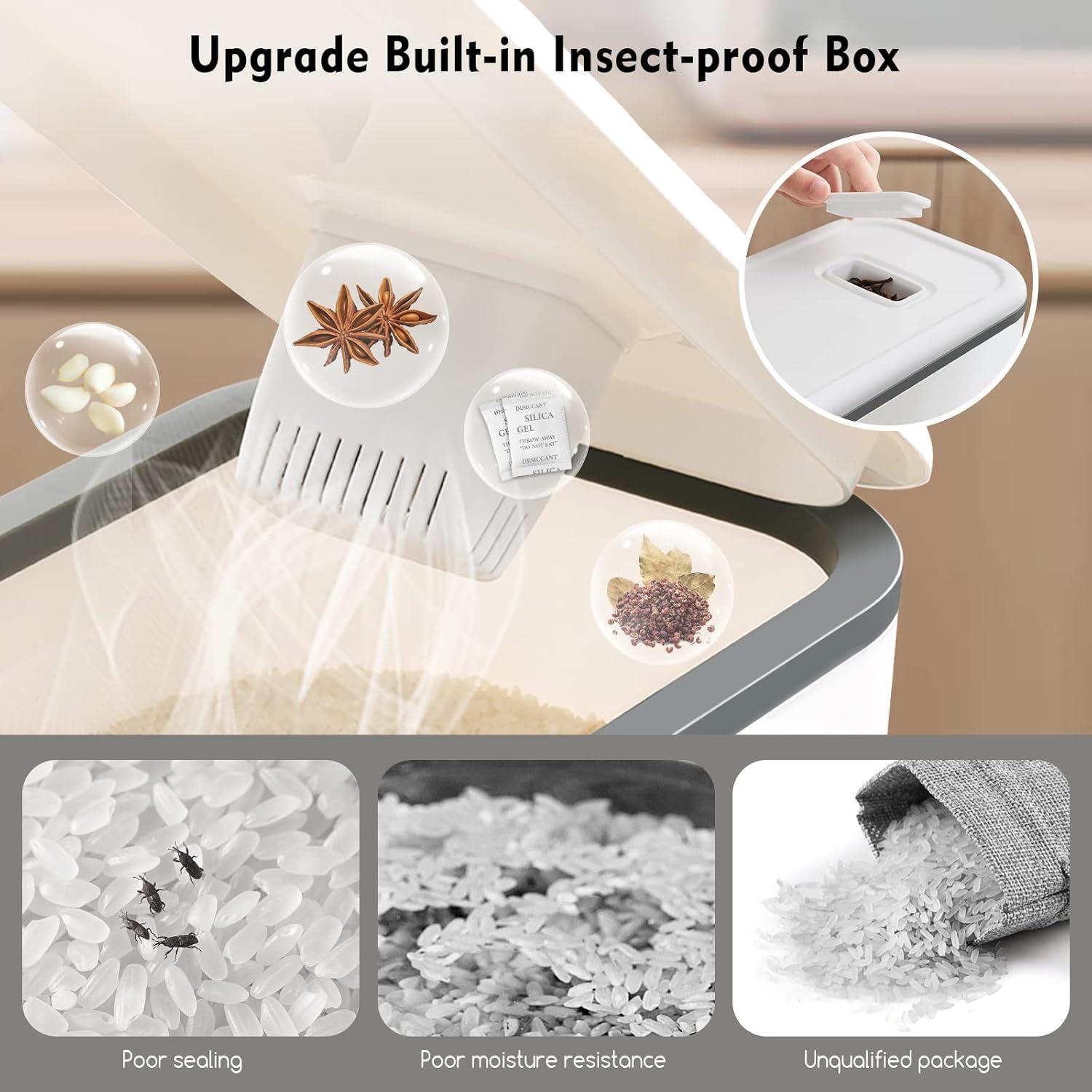 Dispensador de Arroz VenDotbi 25L con Taza Medidora y Caja Fresca