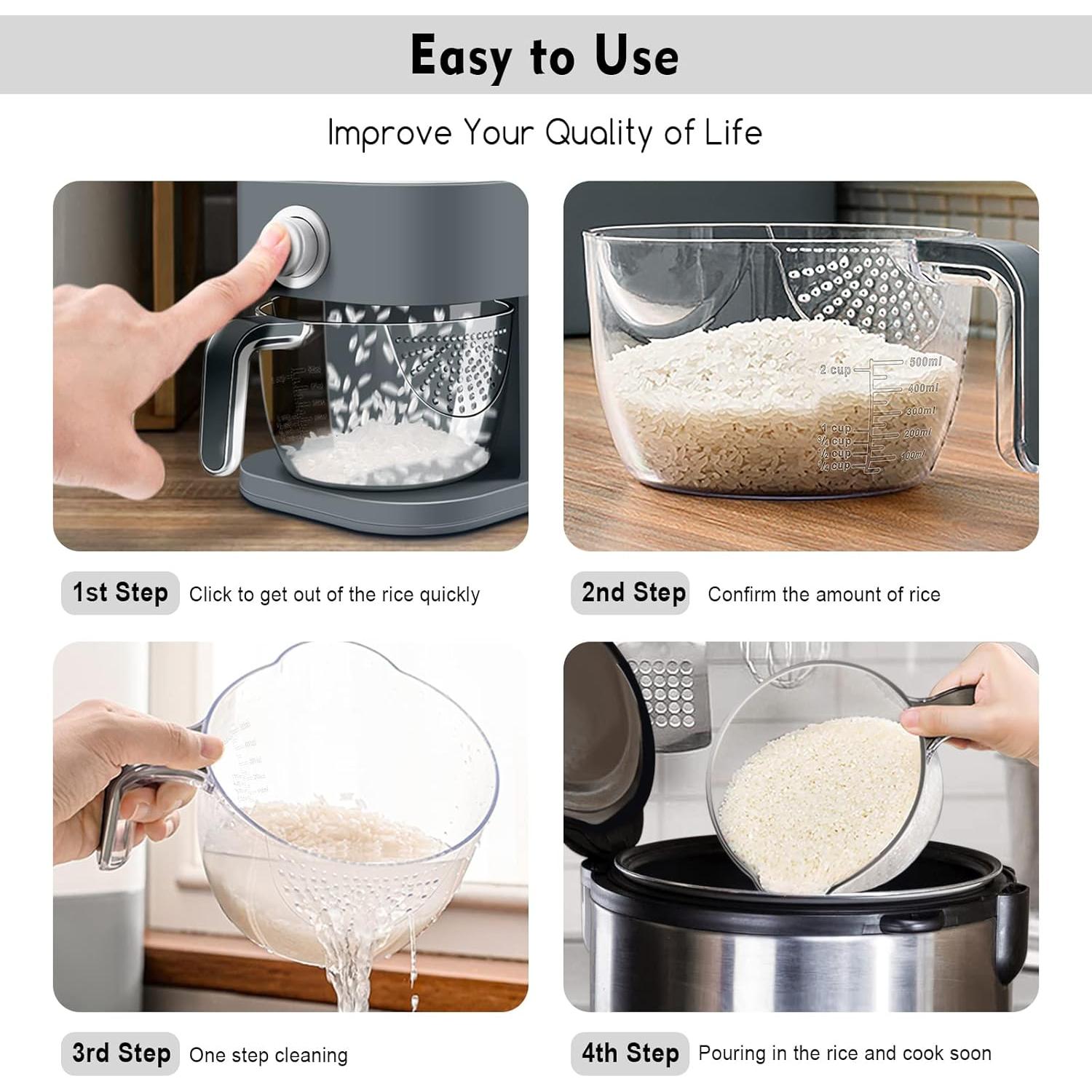 Dispensador de Arroz VenDotbi 25L con Taza Medidora y Caja Fresca