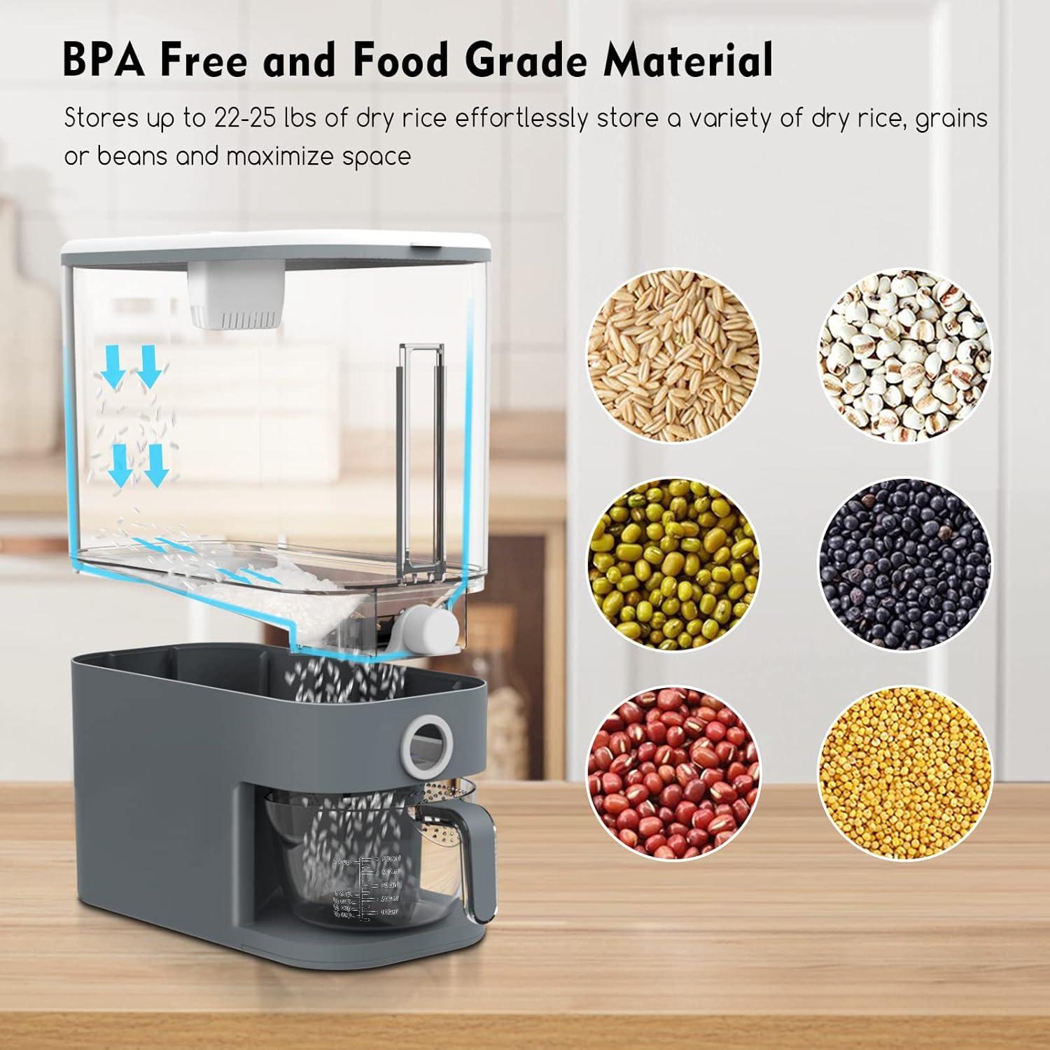 Dispensador de Arroz VenDotbi 25L con Taza Medidora y Caja Fresca