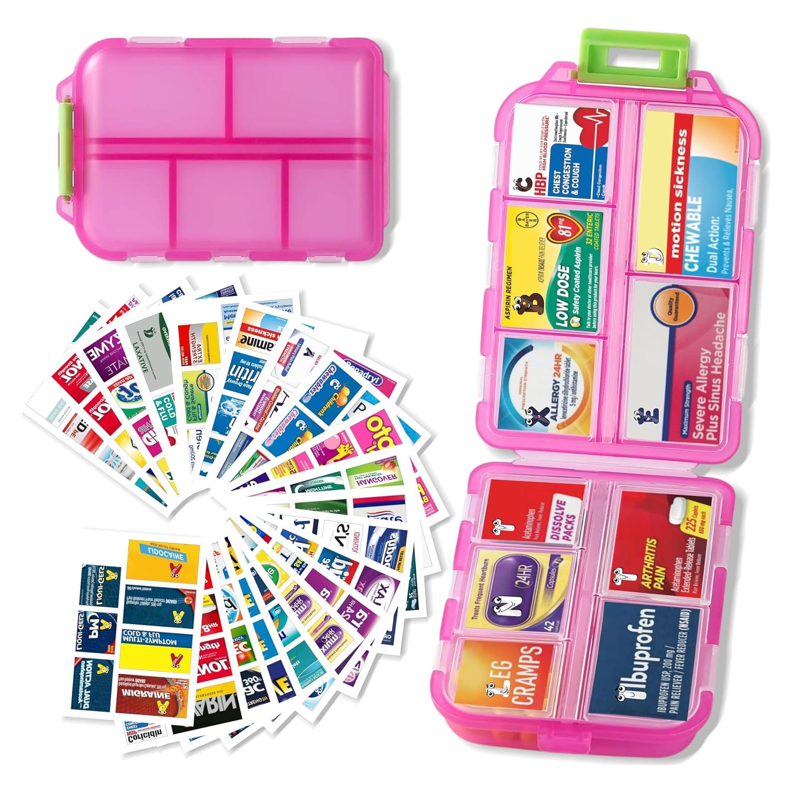 Organizador de Pastillas iouwei Rosa 7 Días con Etiquetas