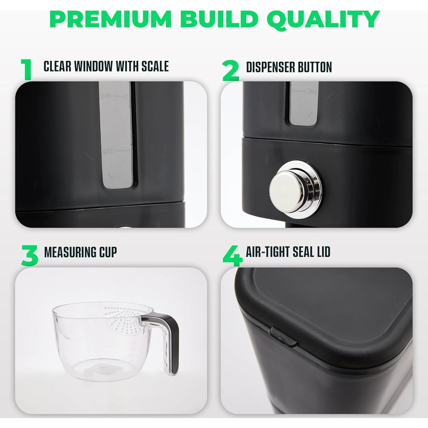 Dispensador de Arroz Hermético Culmino 20 kg con Cucharón y Taza