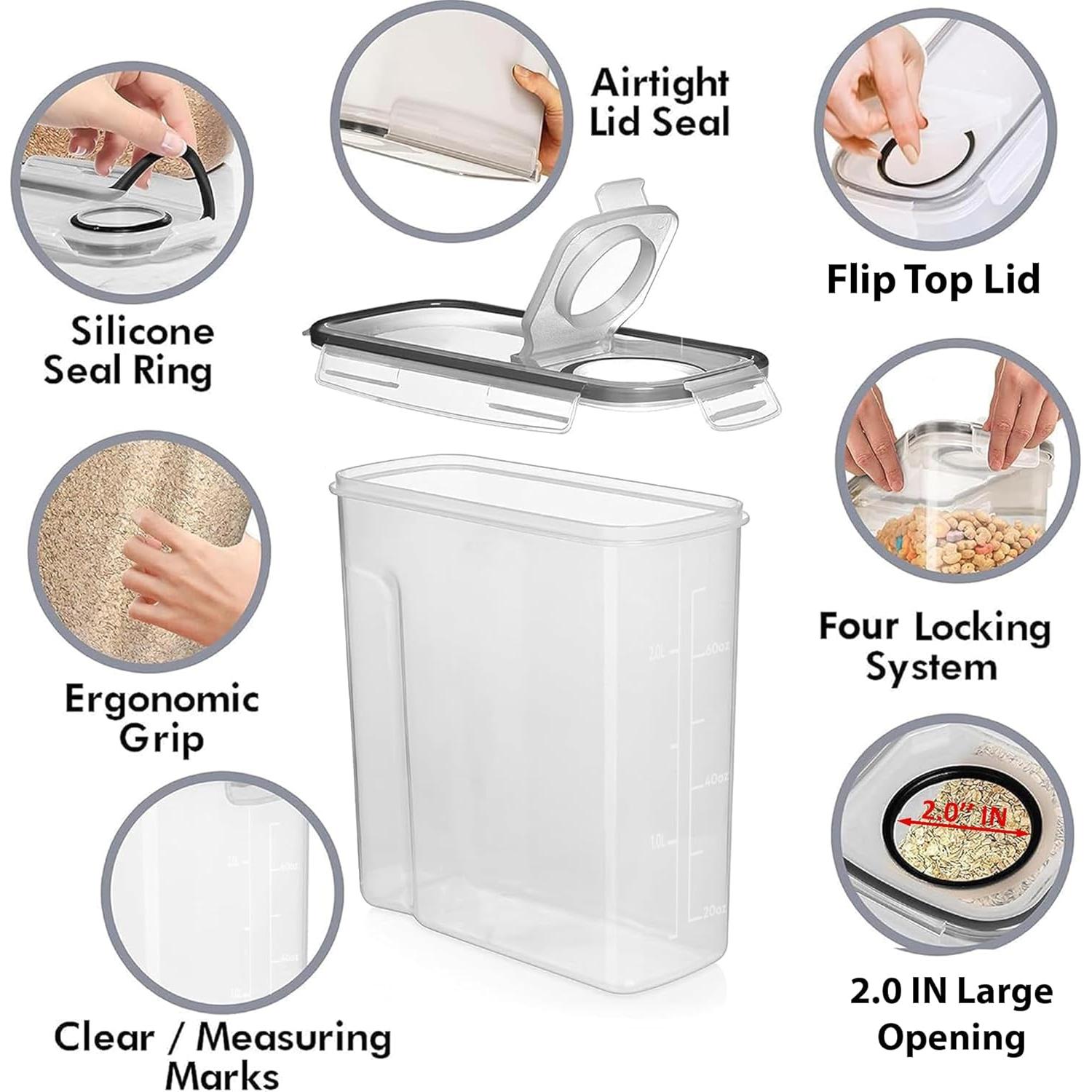 Shazo 2 Pack Contenedores de Cereal 2.5L Herméticos BPA