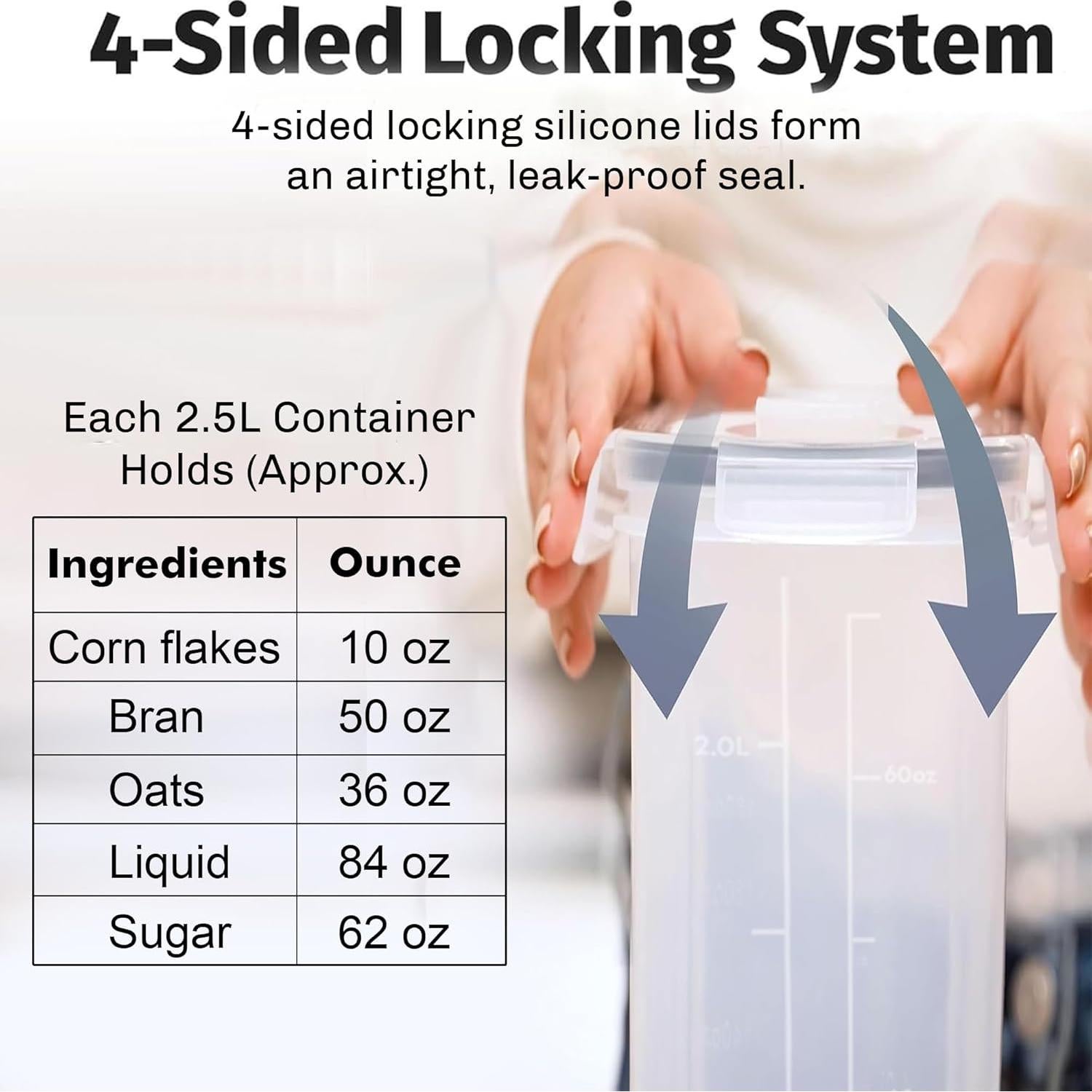 Shazo 2 Pack Contenedores de Cereal 2.5L Herméticos BPA