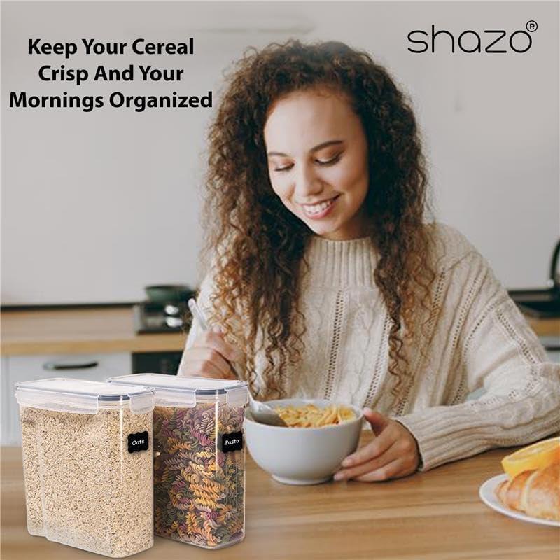 Shazo 2 Pack Contenedores de Cereal 2.5L Herméticos BPA