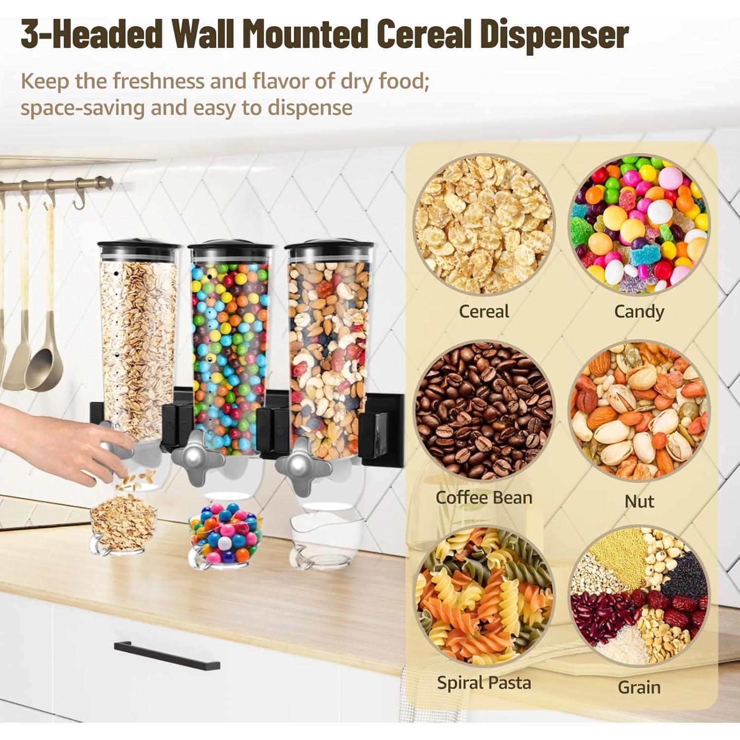 Dispensador de Cereal Montado en Pared Varku 4.5L - 3 Unidades