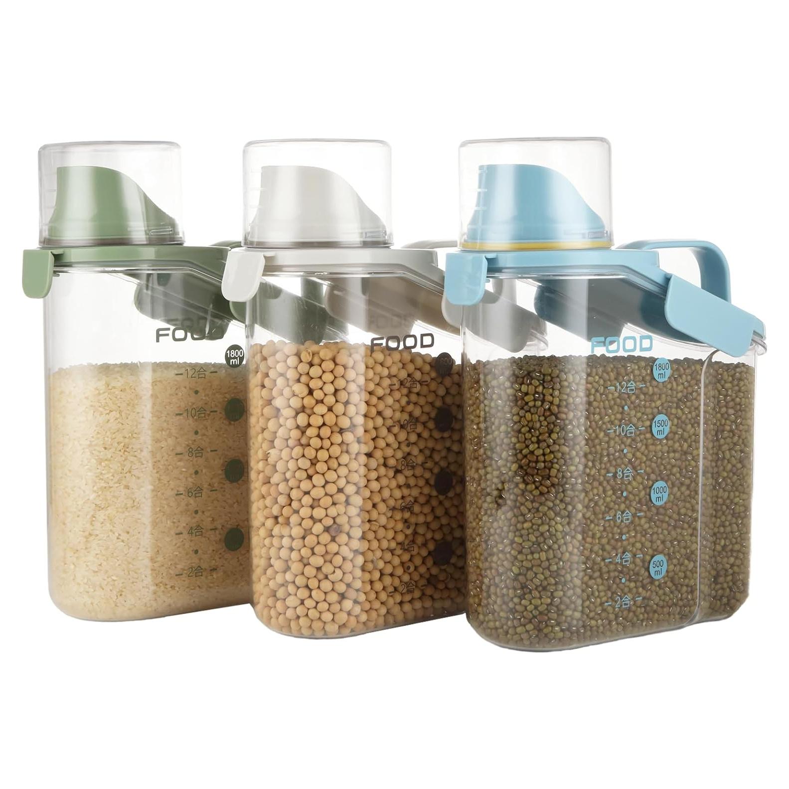 SENENQU 3 Contenedores de Cereal 2L Herméticos Plástico