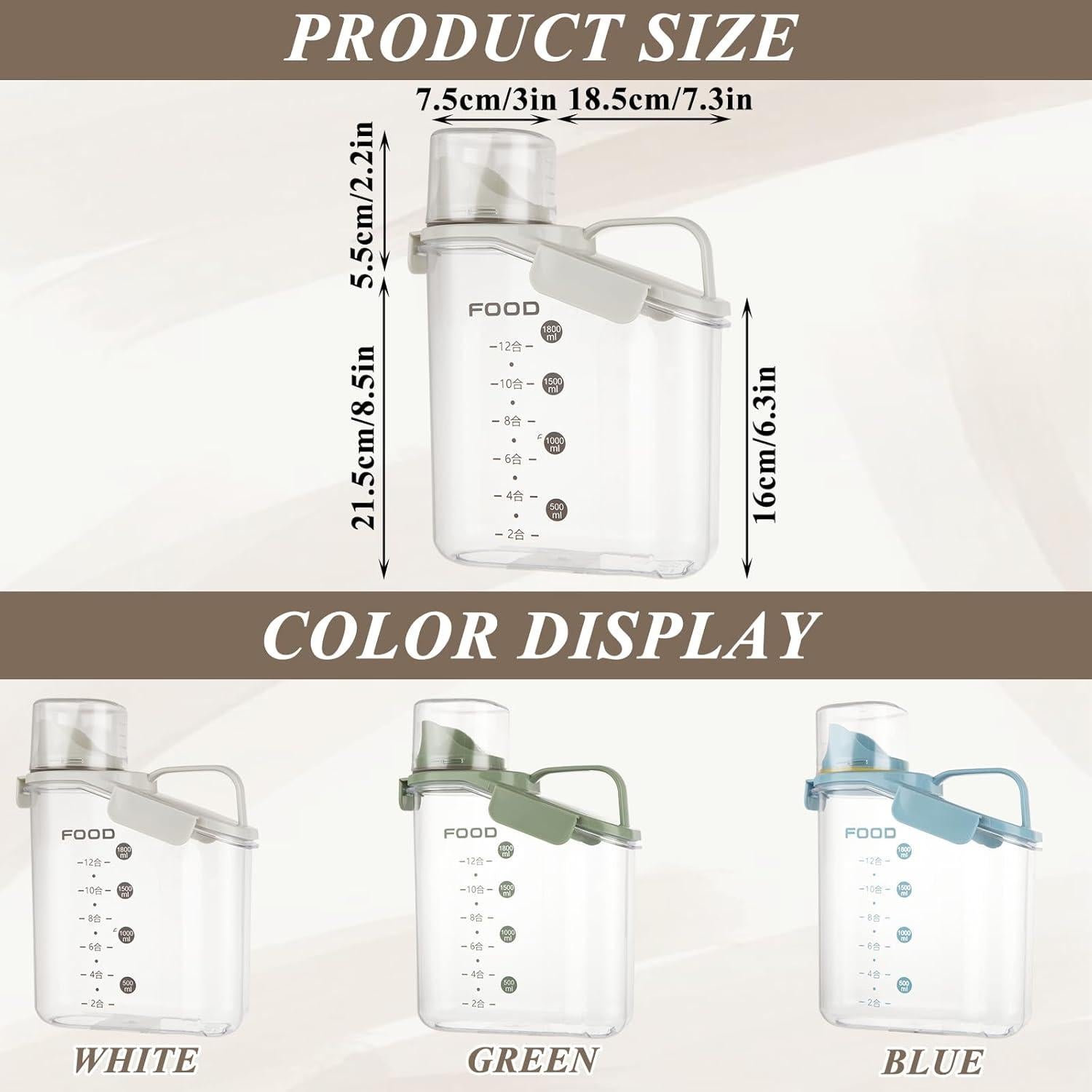 SENENQU 3 Contenedores de Cereal 2L Herméticos Plástico