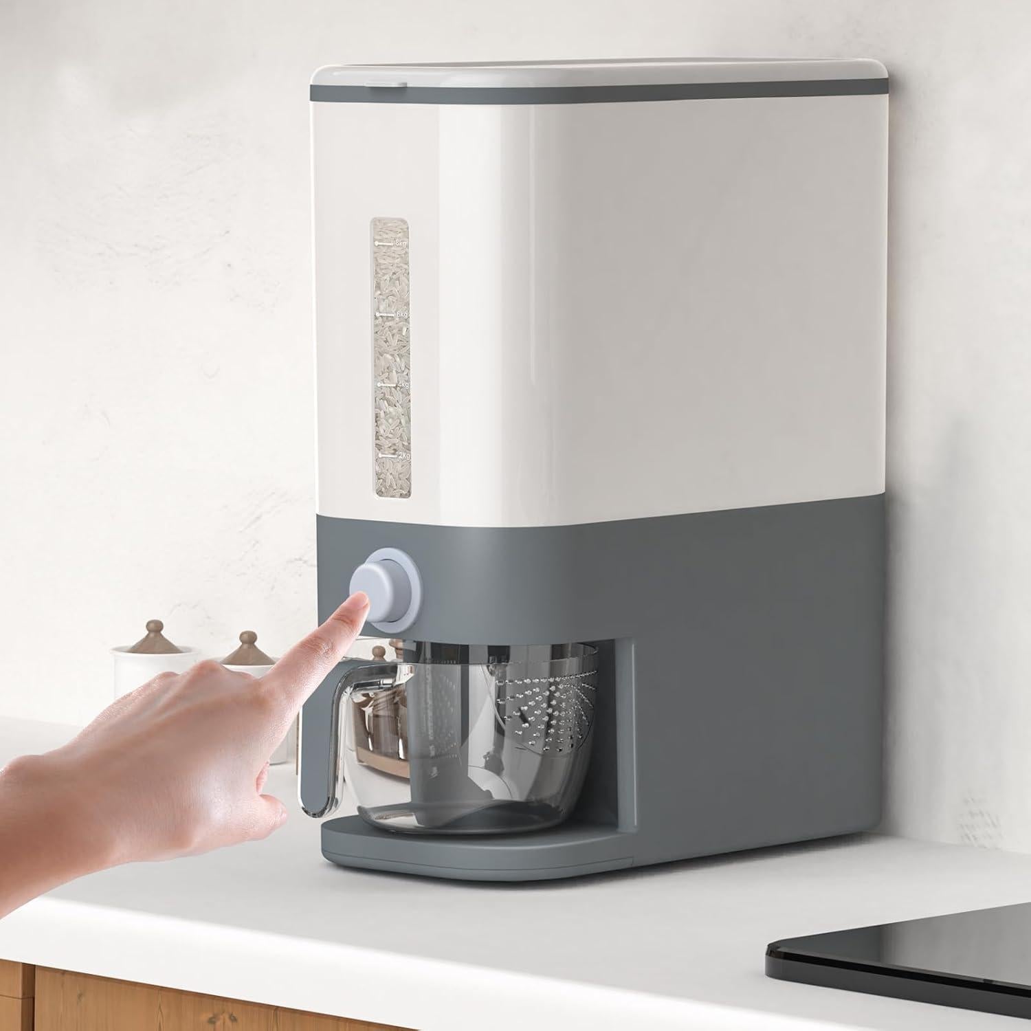 Dispensador de Arroz YENXIKU 25 lbs Hermético con Medidor