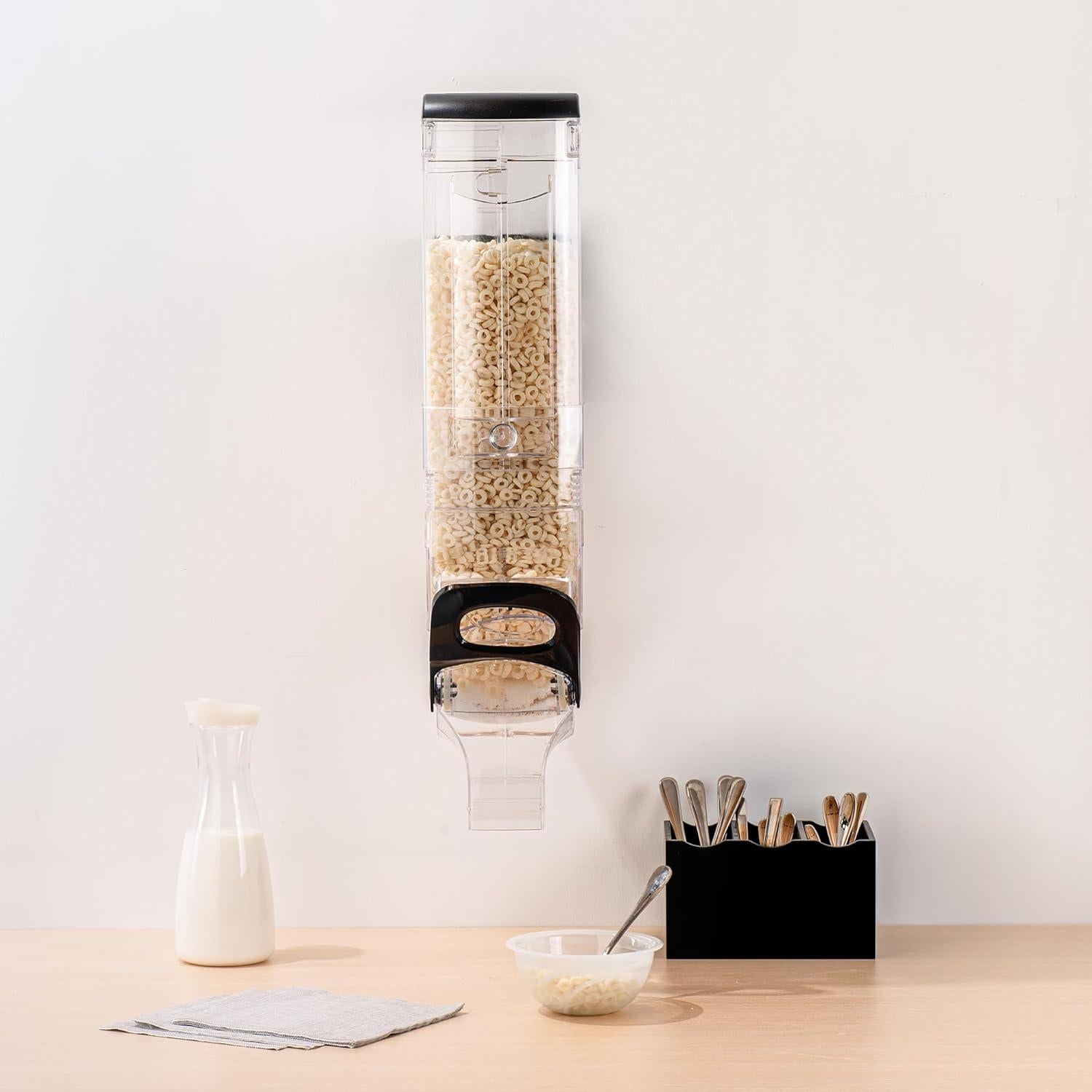Dispensador de Cereal Met Lux 5 Galones Negro Montado Pared