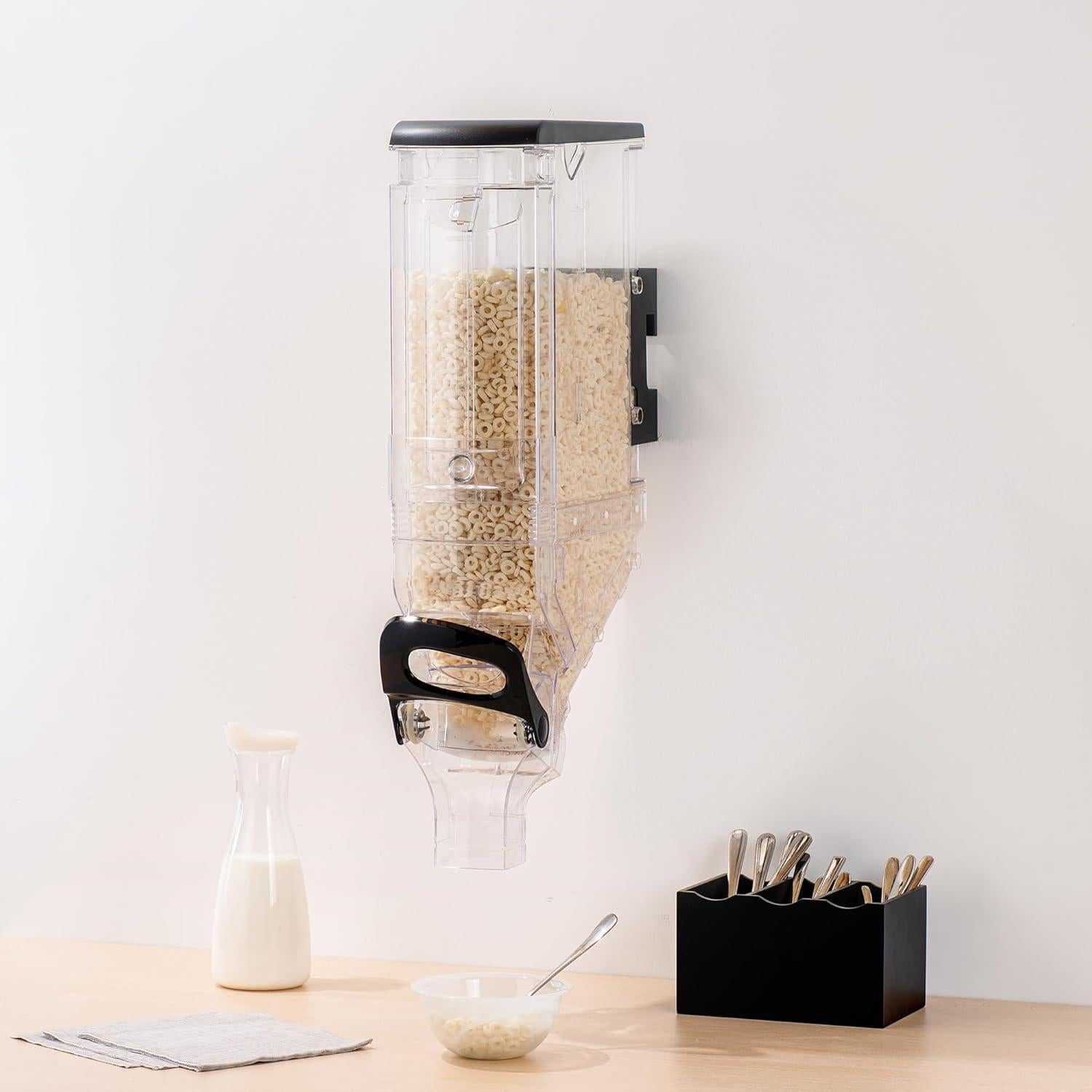 Dispensador de Cereal Met Lux 5 Galones Negro Montado Pared