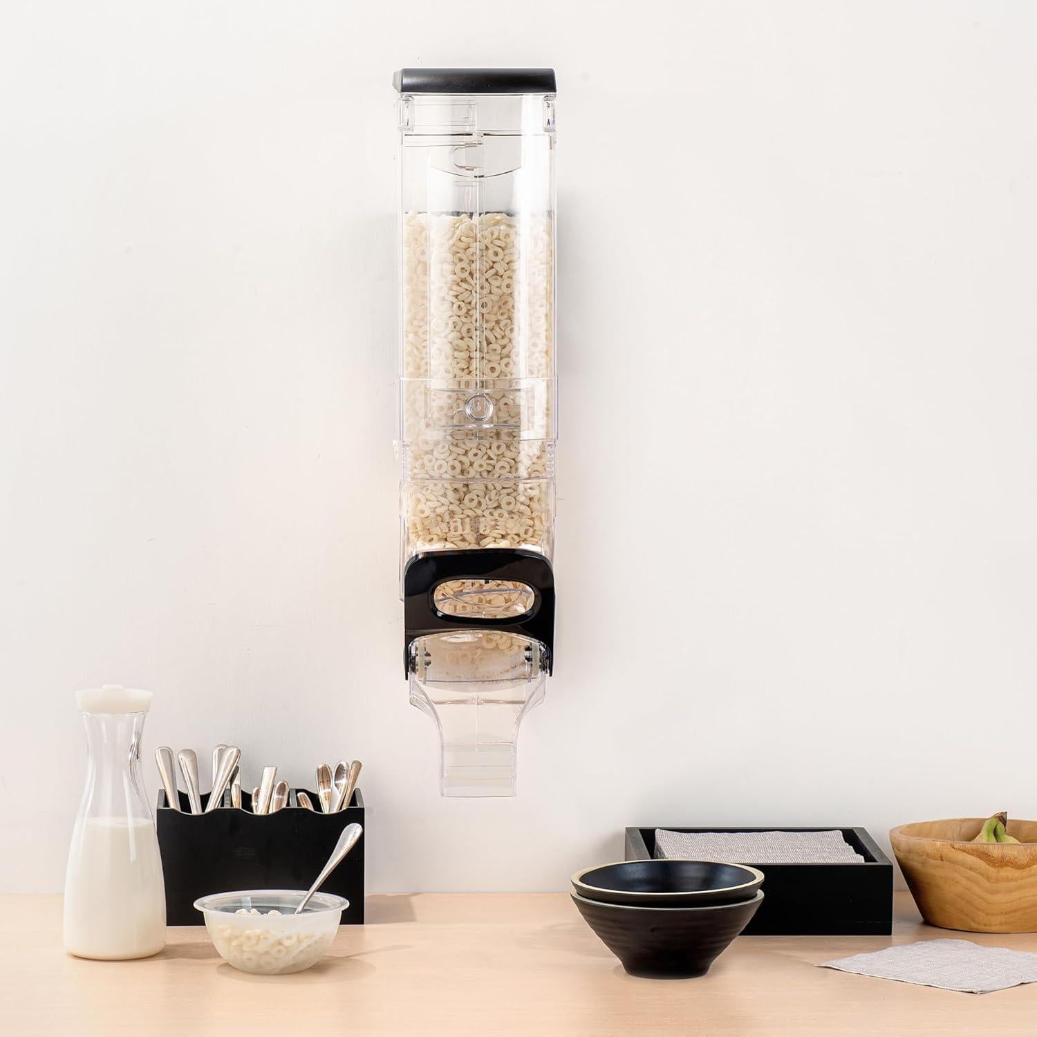 Dispensador de Cereal Met Lux 5 Galones Negro Montado Pared