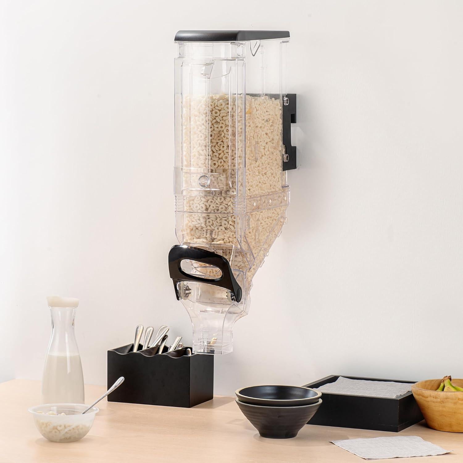 Dispensador de Cereal Met Lux 5 Galones Negro Montado Pared