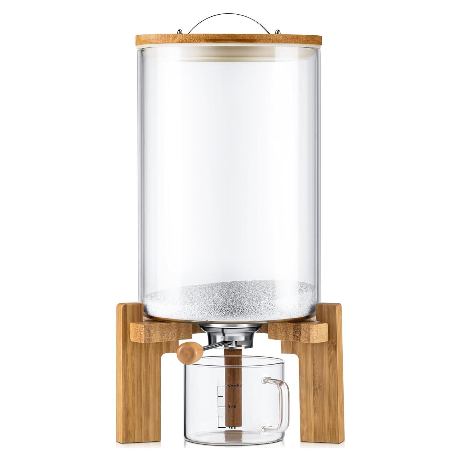 Contenedor de vidrio Tioncy 8L con tapa hermética y soporte