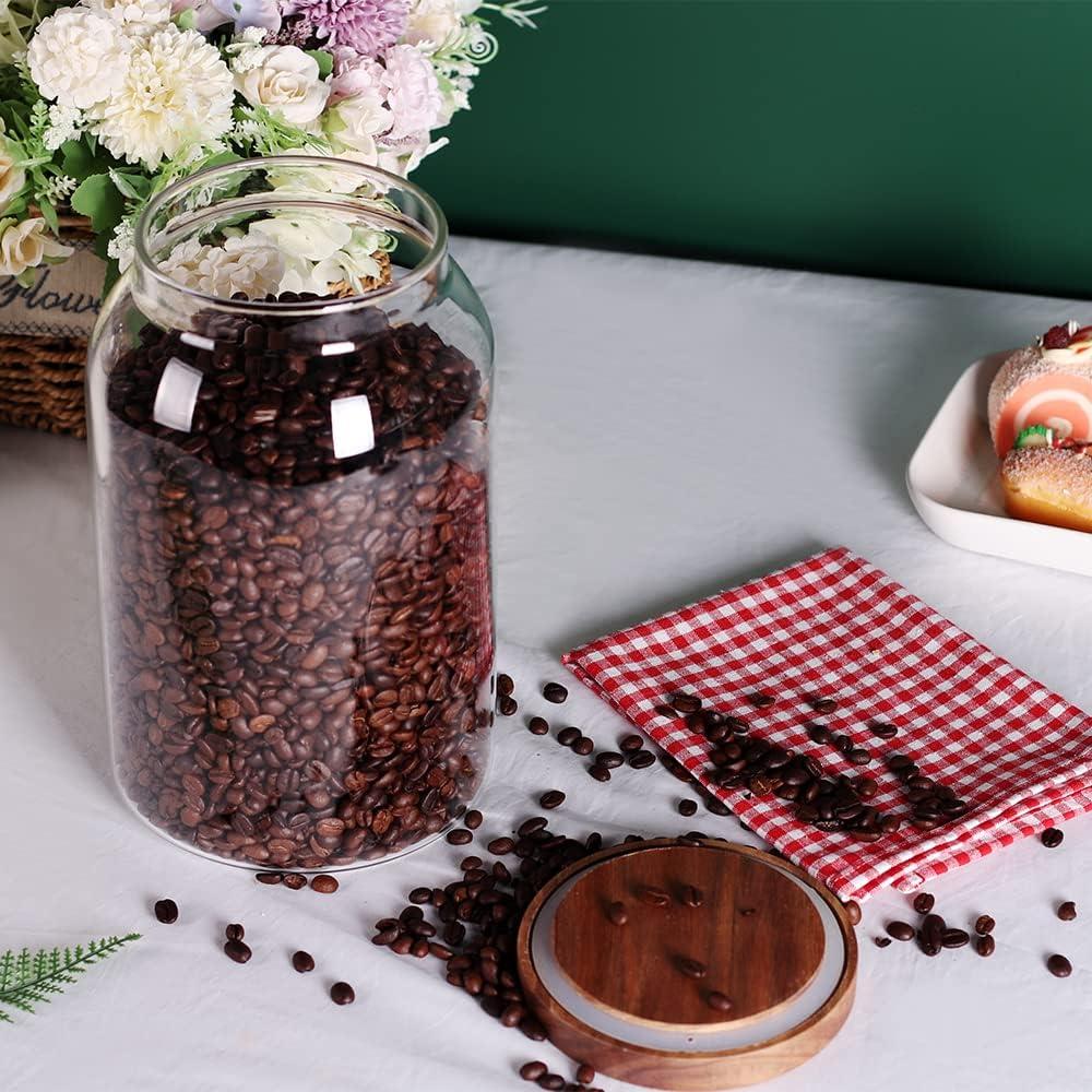 Tarro de Vidrio Hermético SAIOOL 3,79L con Tapa de Acacia - 2 Piezas