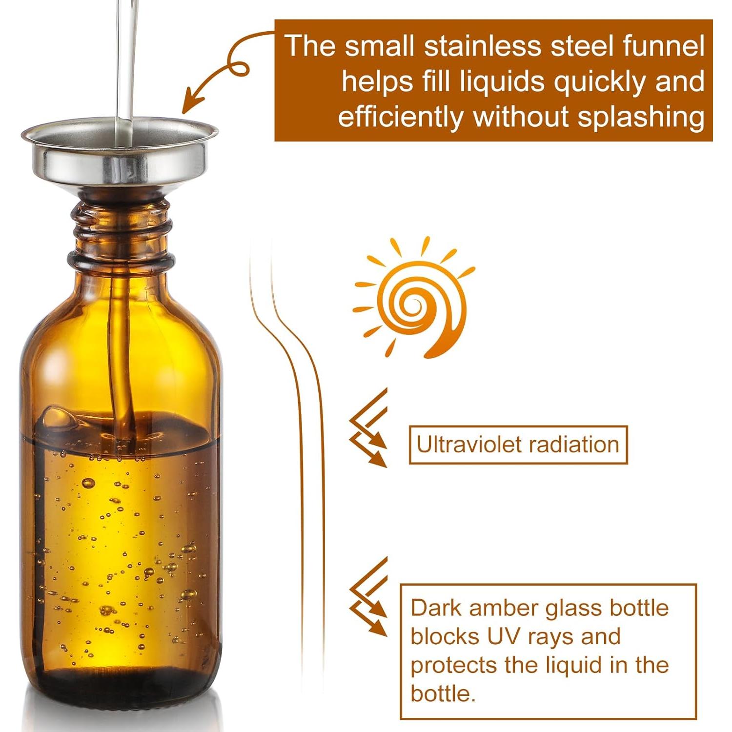 Botellas de vidrio ámbar 60ml con gotero - Paquete de 4