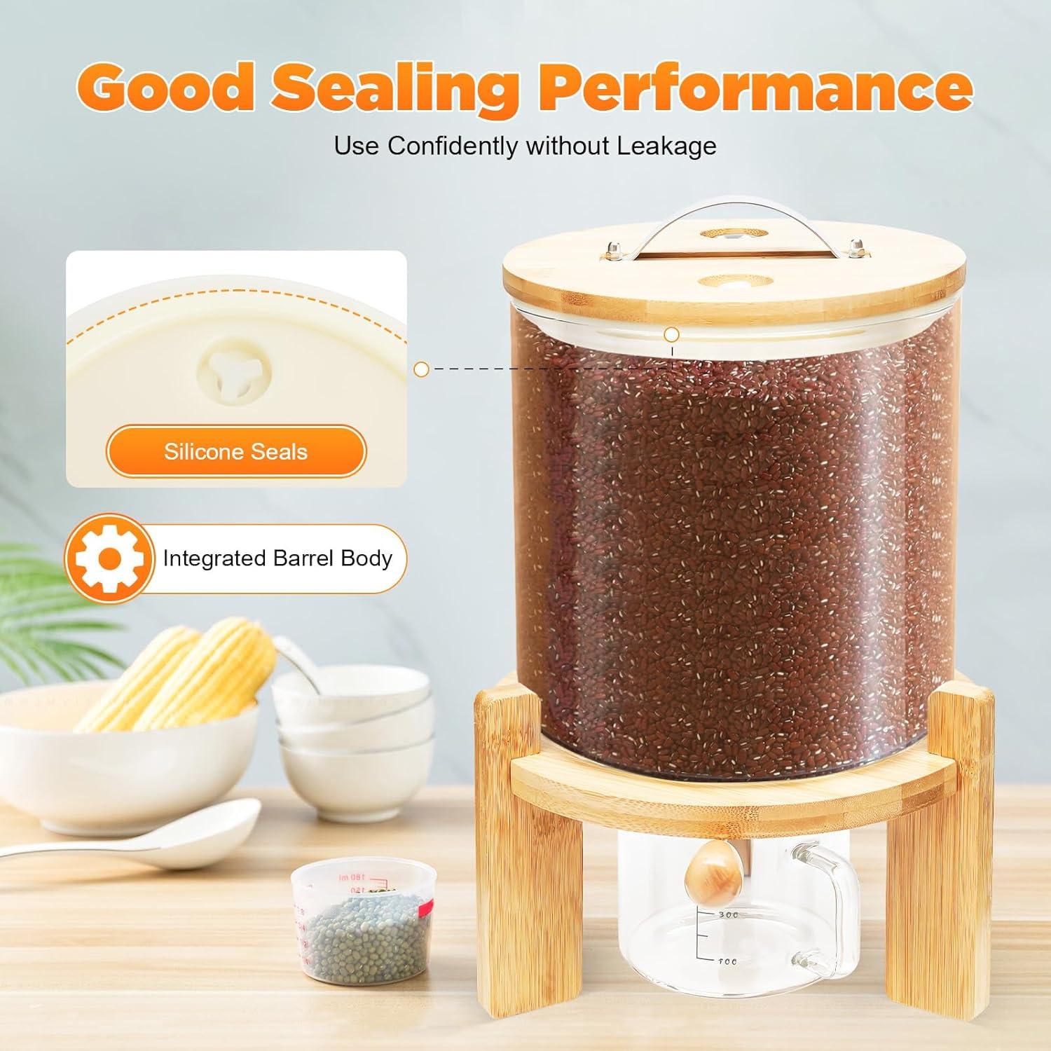 Dispensador de arroz 5L Fonova con soporte de madera