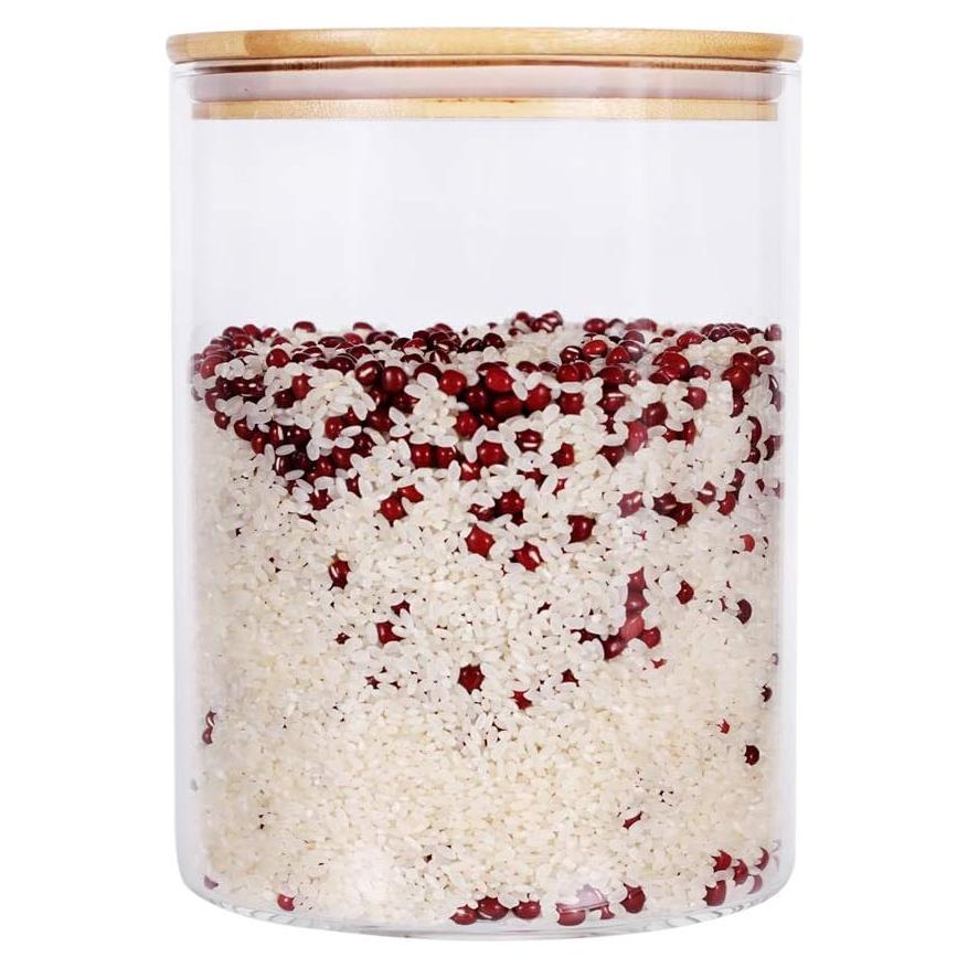 Contenedor de Almacenamiento de Alimentos Vidrio 3000ml Tapa Bambú