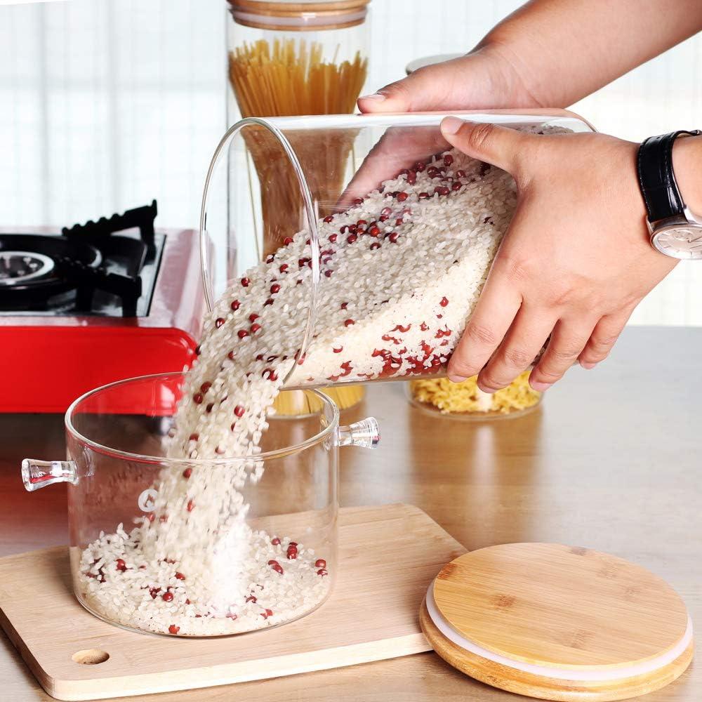 Contenedor de Almacenamiento de Alimentos Vidrio 3000ml Tapa Bambú