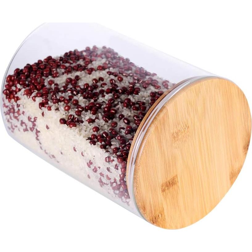 Contenedor de Almacenamiento de Alimentos Vidrio 3000ml Tapa Bambú