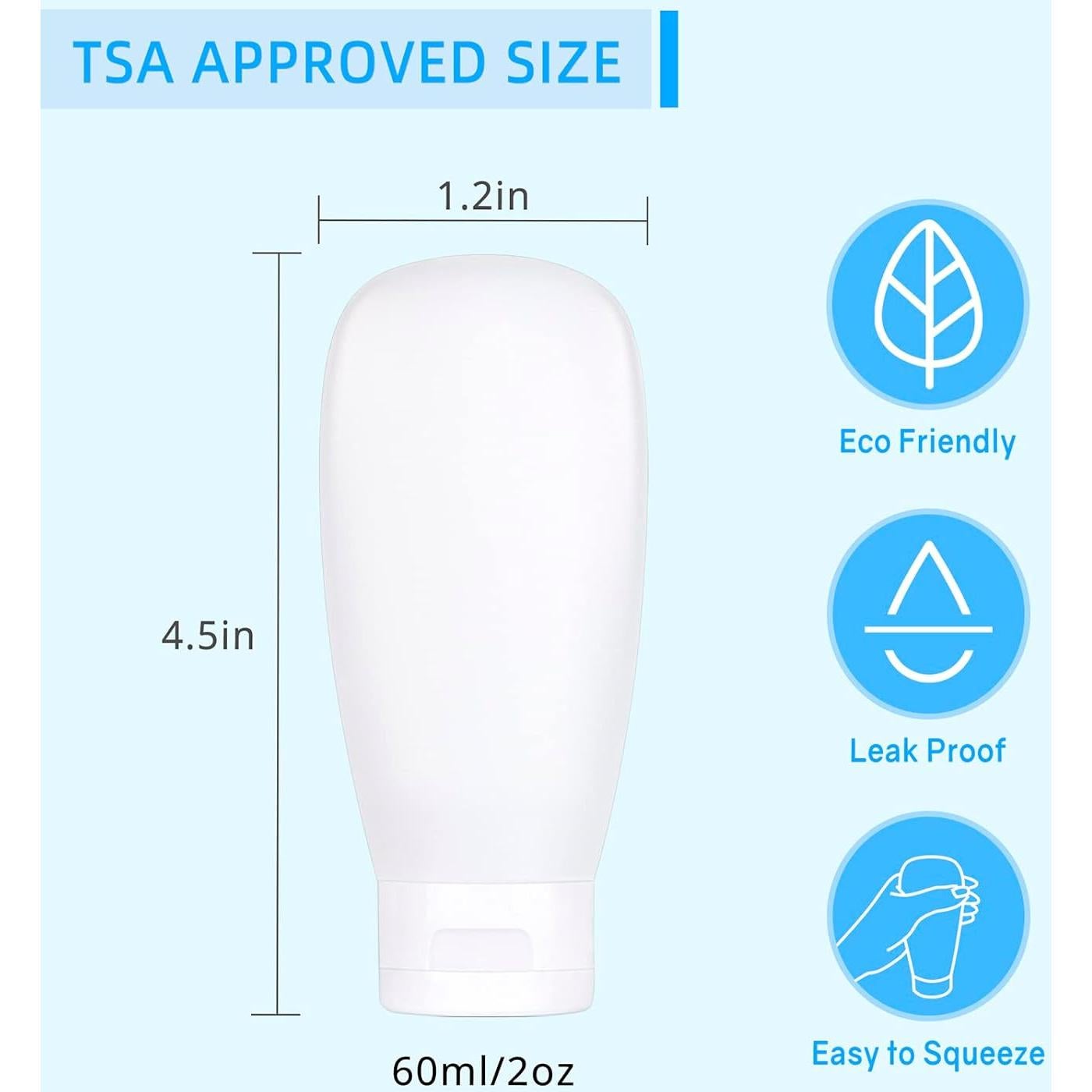 Juego de Botellas de Viaje Cratisan 4 Piezas 60ml Aprobadas TSA