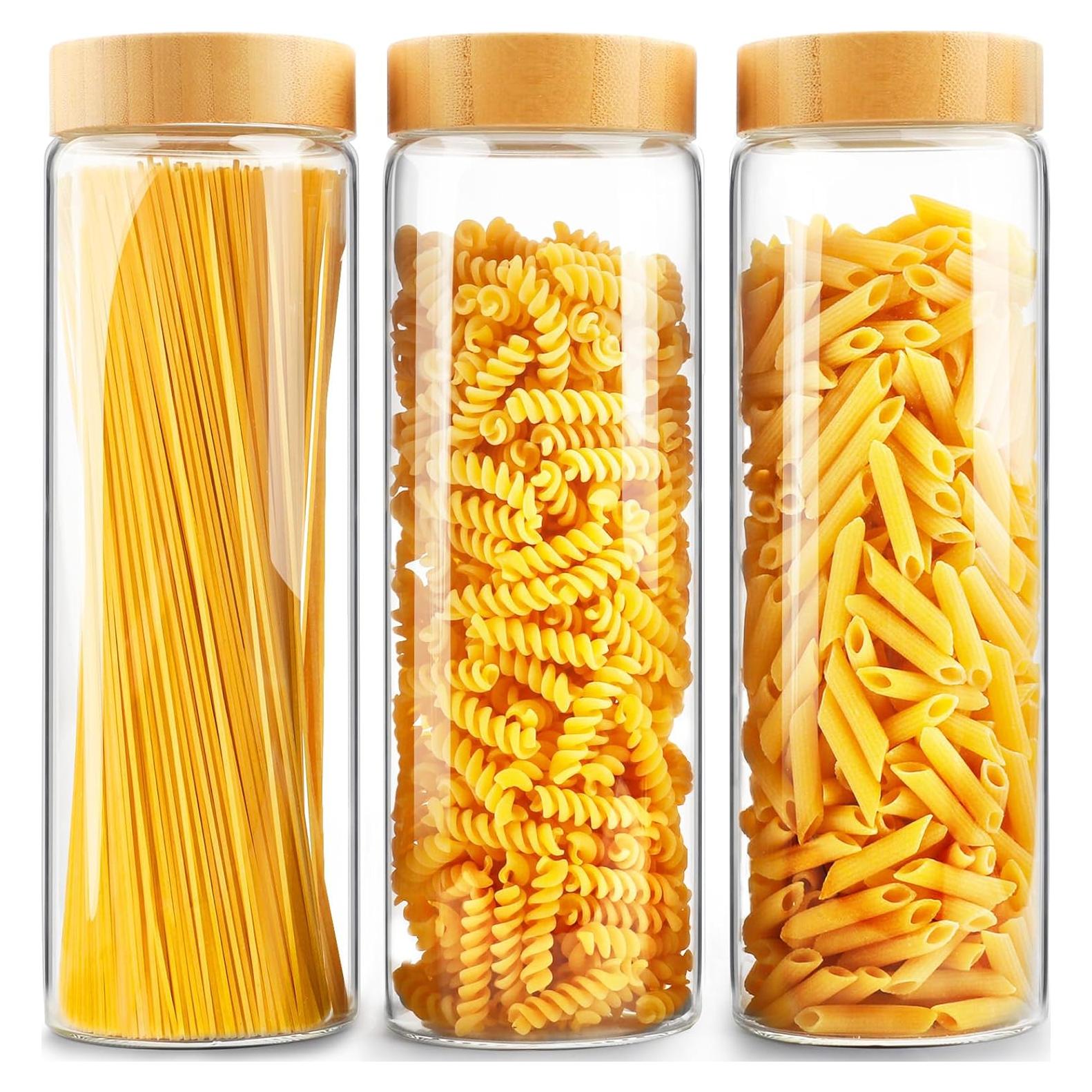 Tarros de vidrio herméticos AISIPRIN 3x80 oz con tapa de bambú