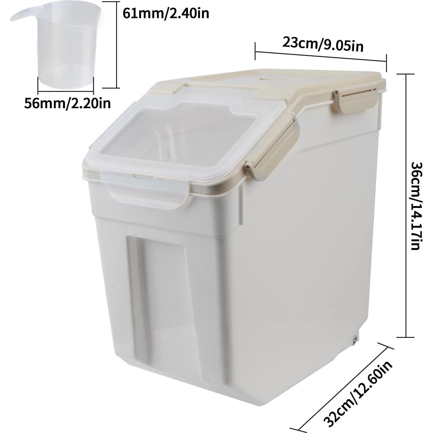 Contenedor Hermético AnRui 25lb para Alimentos y Mascotas