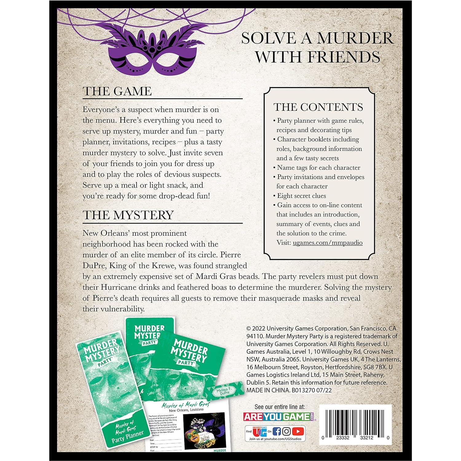 Juego de Misterio de Asesinato Mardi Gras - 8 Jugadores