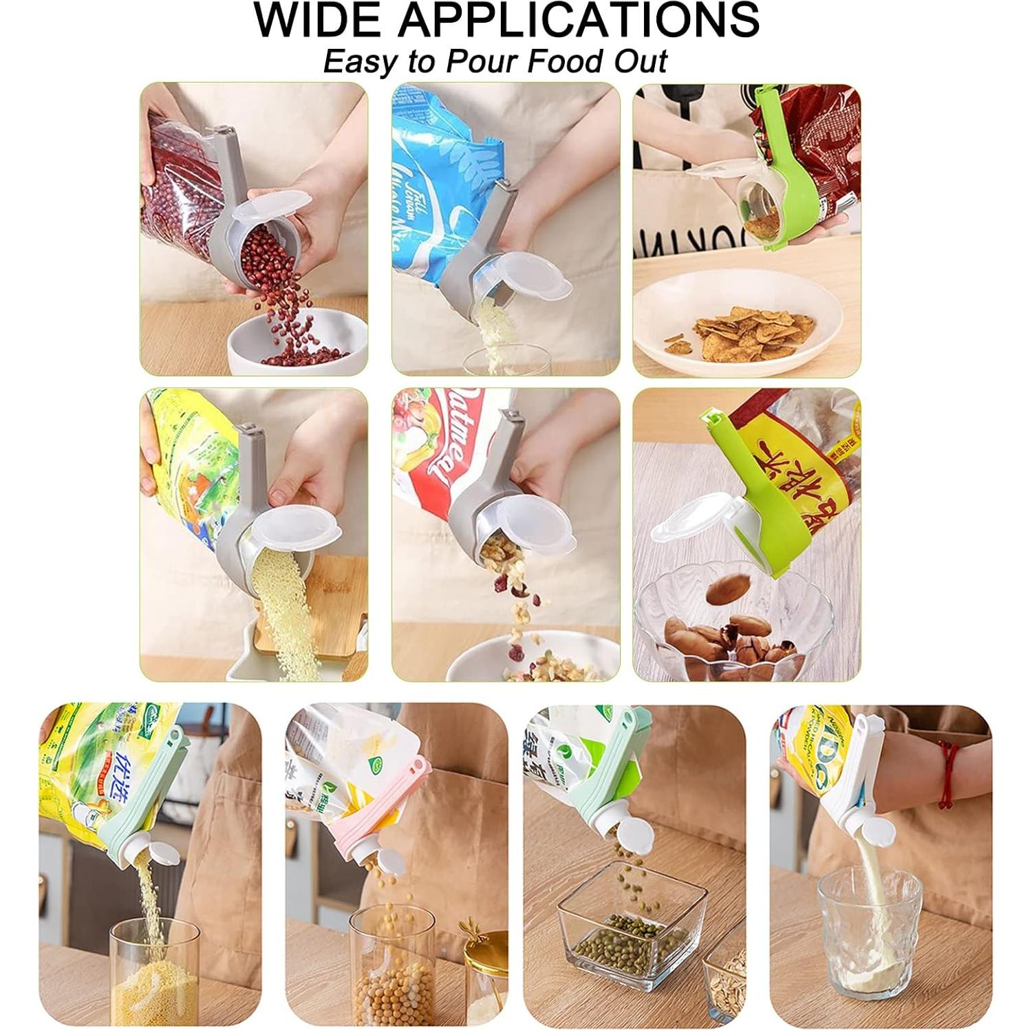 6 Clips de Sellado de Alimentos DEFORAGE - 2 Grandes + 4 Pequeños