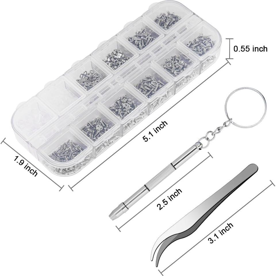 Kit de Reparación de Gafas Weico 1100 Piezas con Destornillador